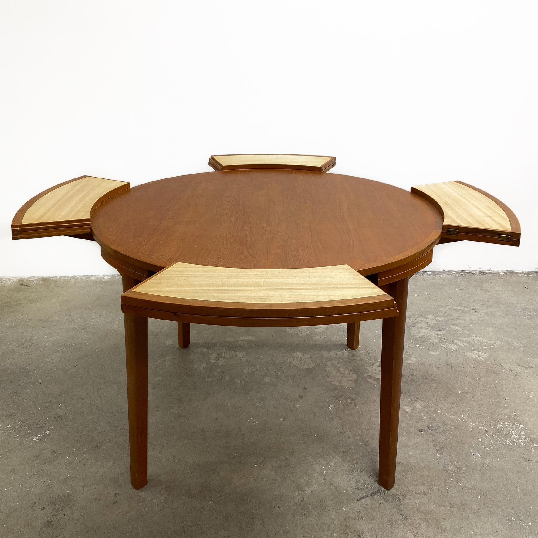 Mid Century RARE Circular TH Brown Extension Dining Table 2