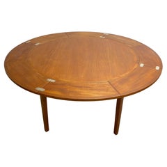Vintage Mid Century RARE Circular TH Brown Extension Dining Table