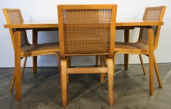Midcentury Rare Clifford Pascoe Maple Dining Table 4 Cane Chairs