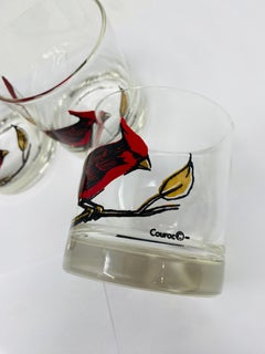 Mid Century Rare Couroc Cardinal Lowball Glasses Set of 4