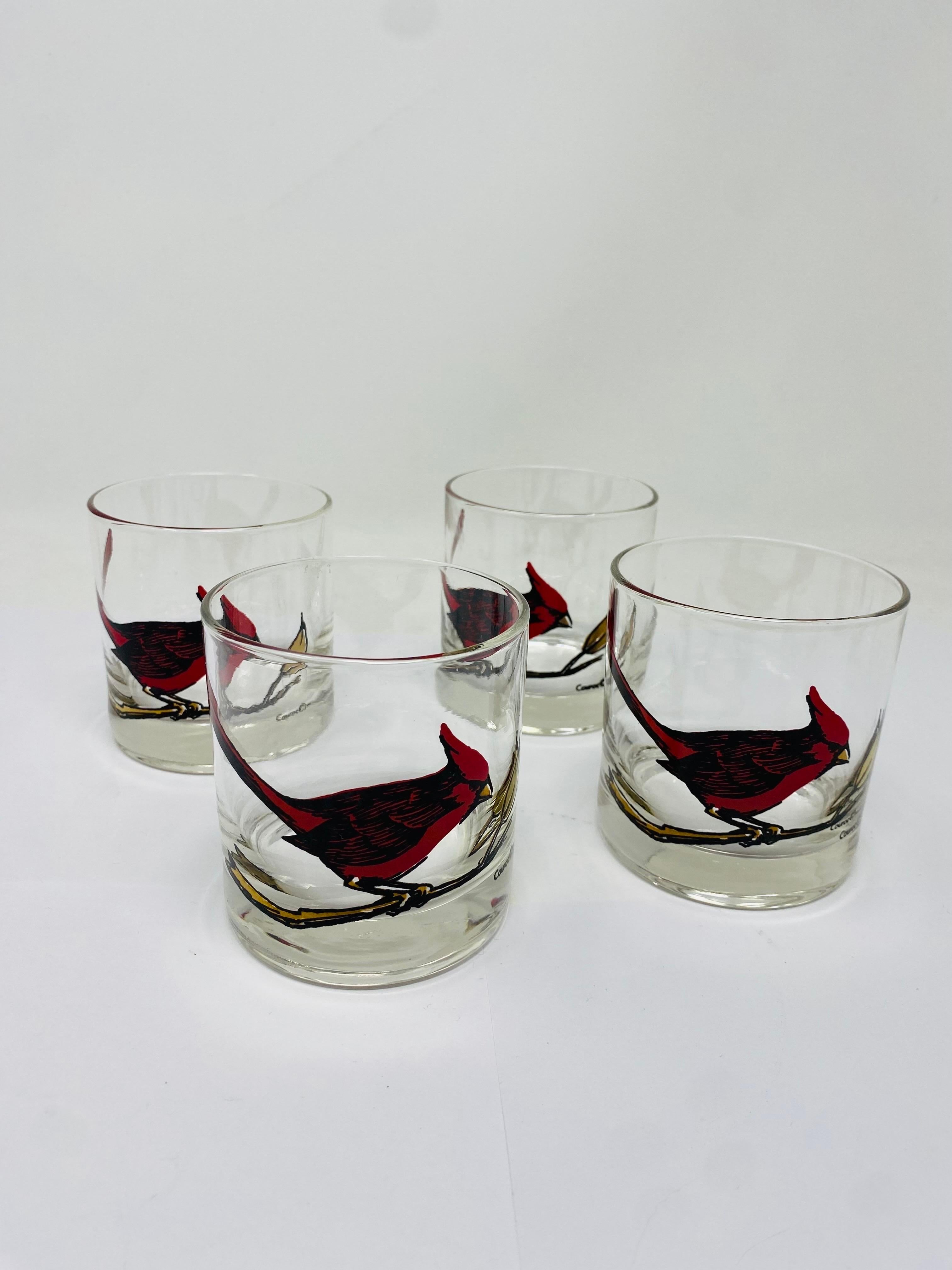 Juego de 4 vasos bajos Couroc Cardinal, raros de mediados de siglo Moderno de mediados de siglo en venta