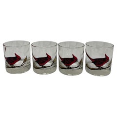 Mid Century Rare Couroc Cardinal Lowball Glasses Set of 4