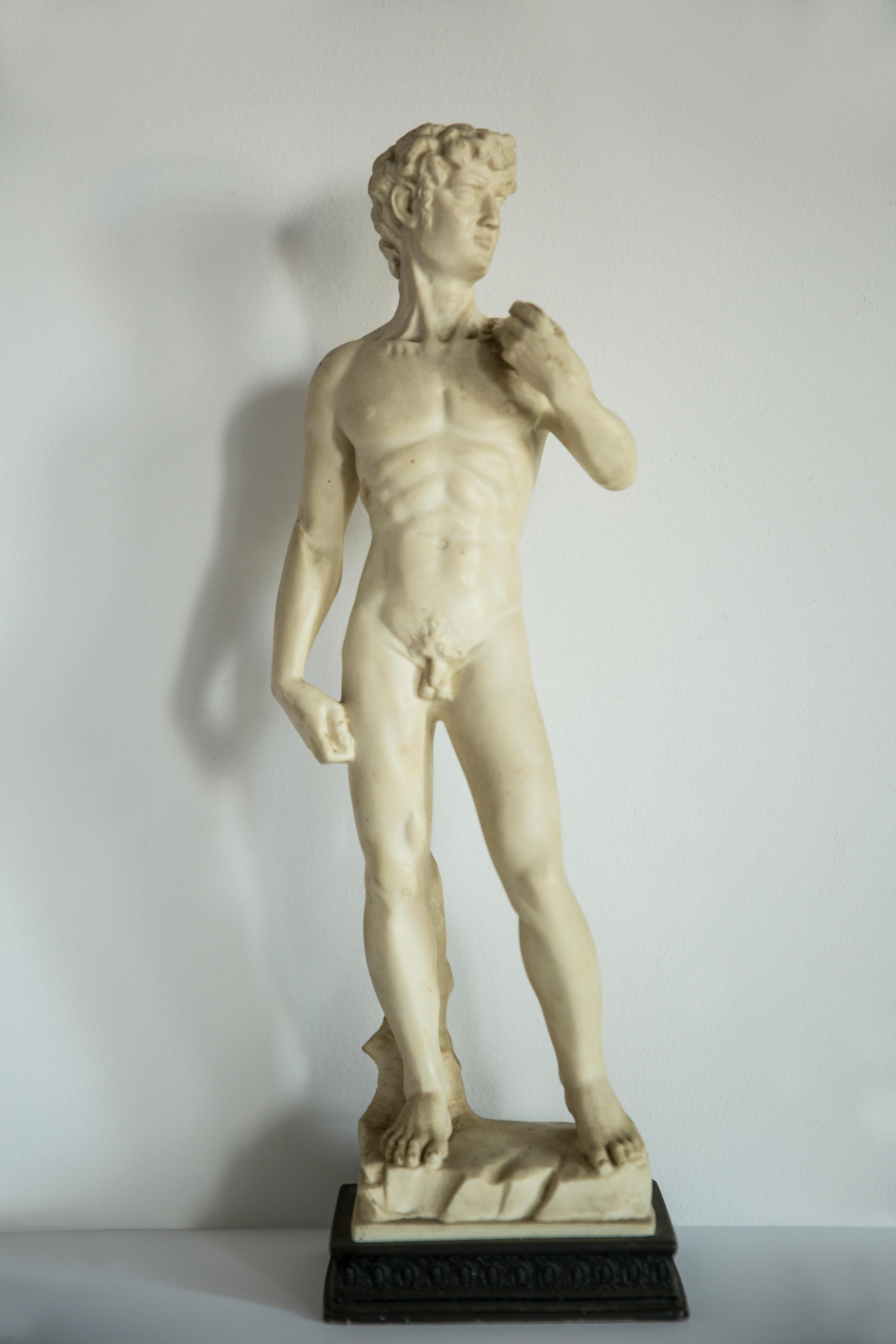 Mid Century Rare Davide Sculpture, Gypsum, Italy, 1960s For Sale 1