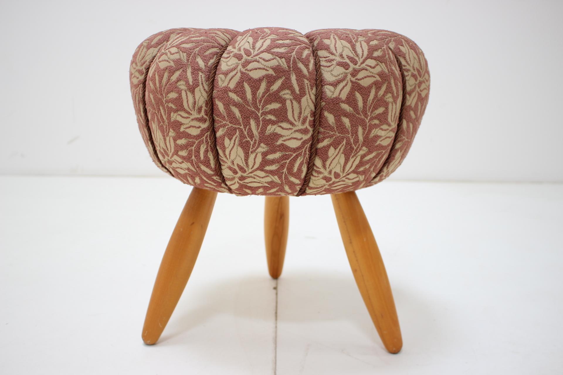 Fabric Mid-Century  Stool / Tabouret in the Style of Jindřich Halabala, 1958 For Sale