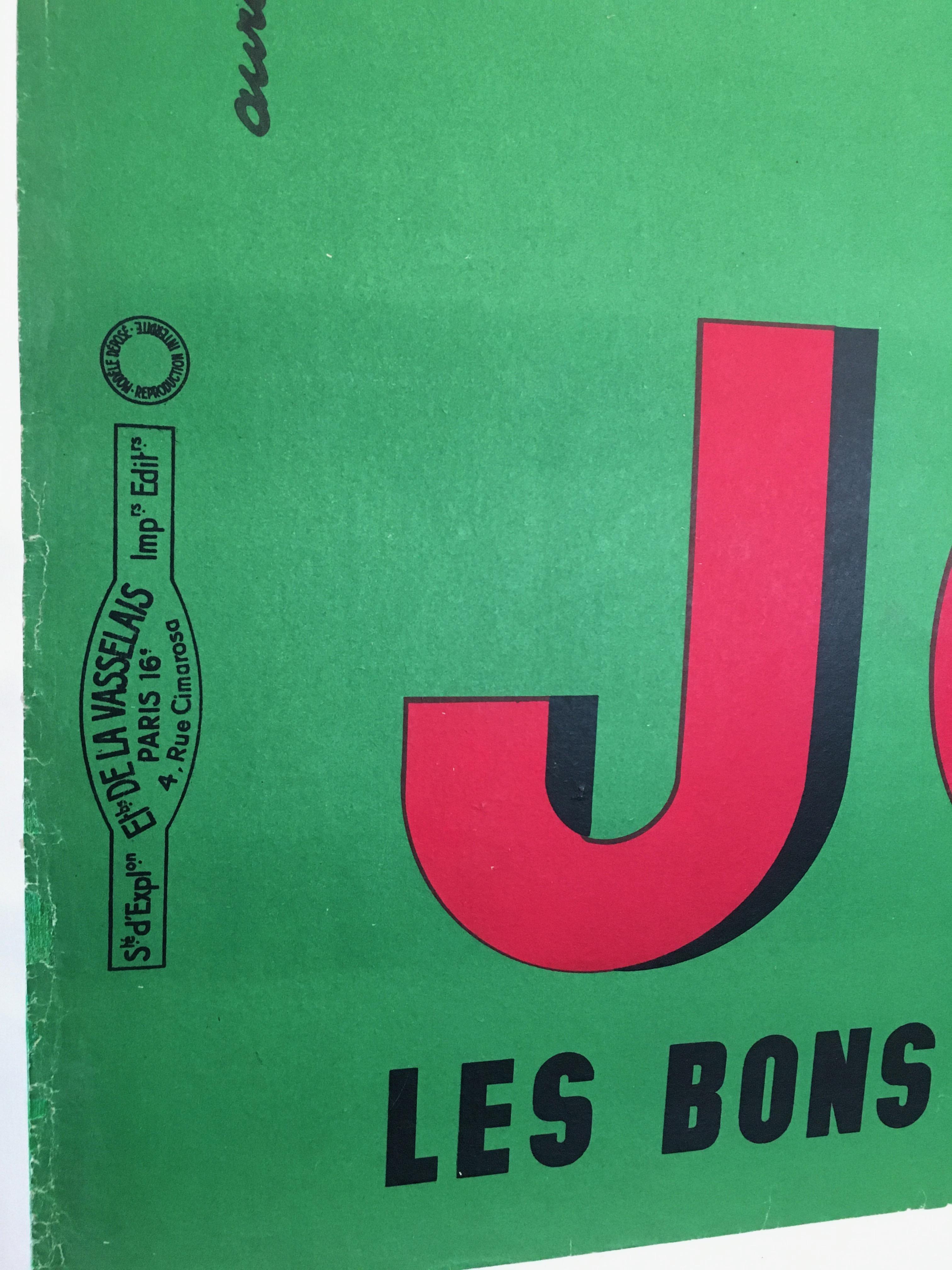 Midcentury Rare French Original Vintage Fruit-Juice Poster, 'Joker', 1957 In Good Condition In Melbourne, Victoria