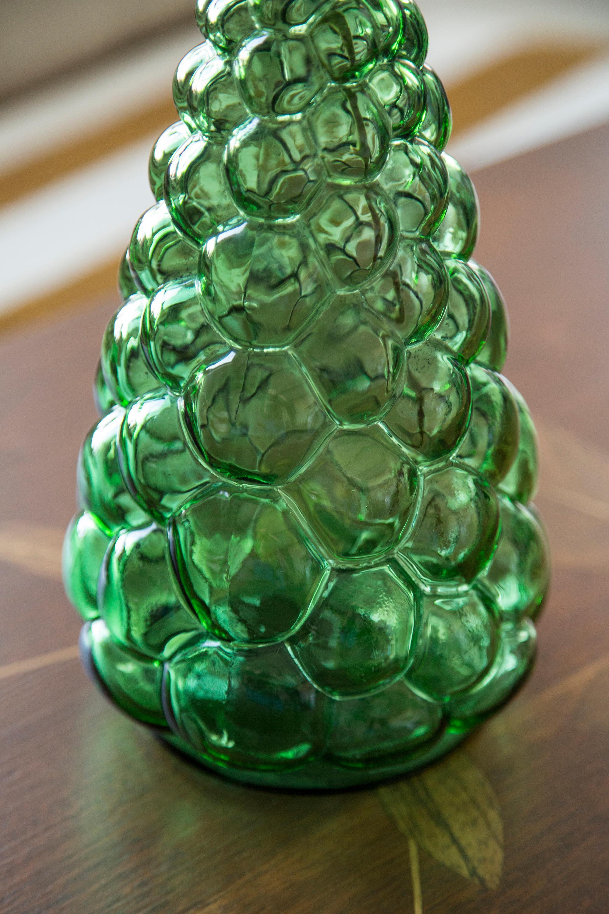 Botella Decantadora de Vidrio Empoli Verde Raro de Mediados de Siglo, Italia, años 60 Italiano en venta