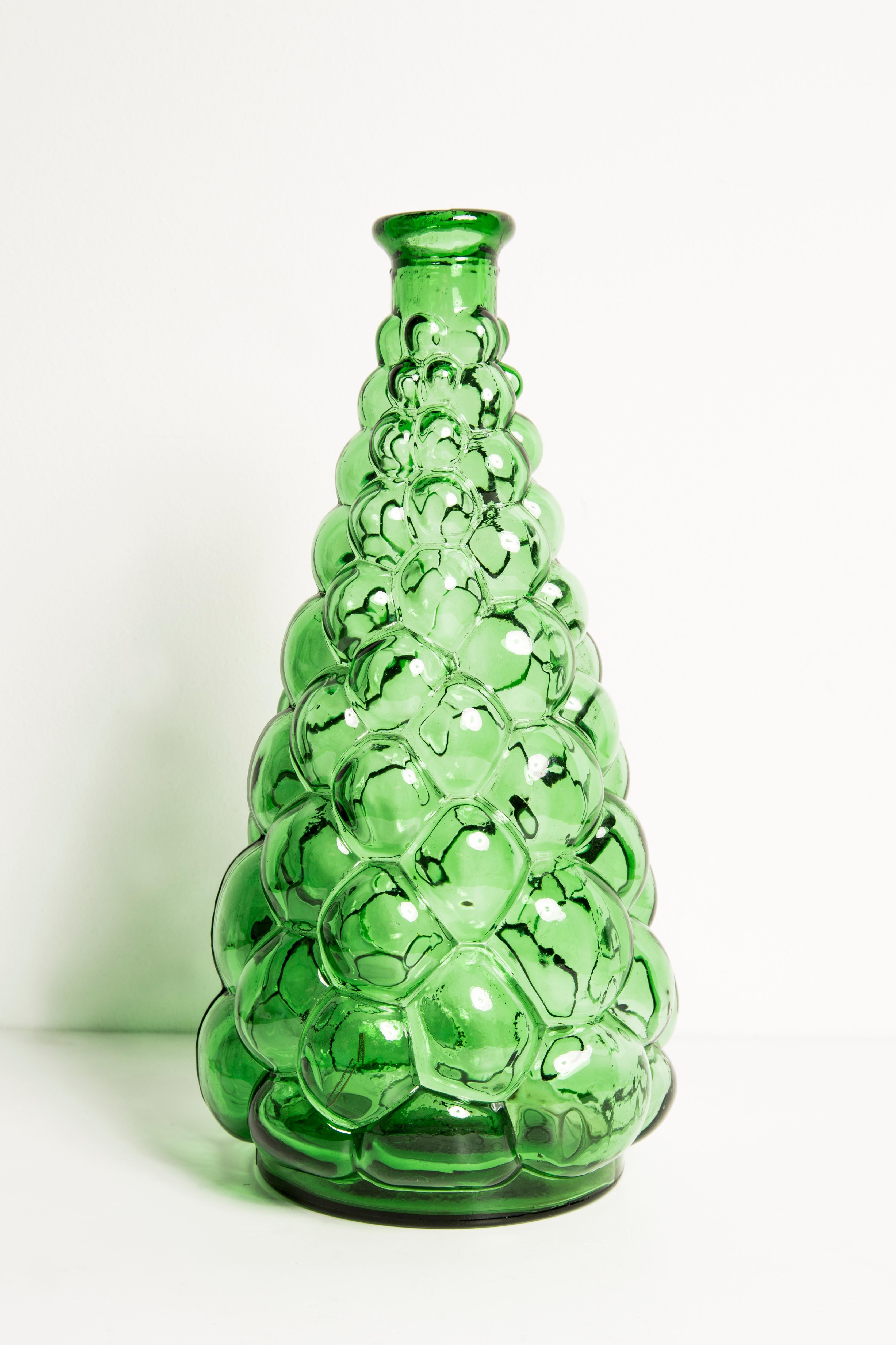 Mid-Century Modern Midcentury Rare Green Empoli Glass Decanter Bottle, Italy, 1960s For Sale