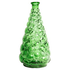 Midcentury Rare Green Empoli Glass Decanter Bottle, Italy, 1960s