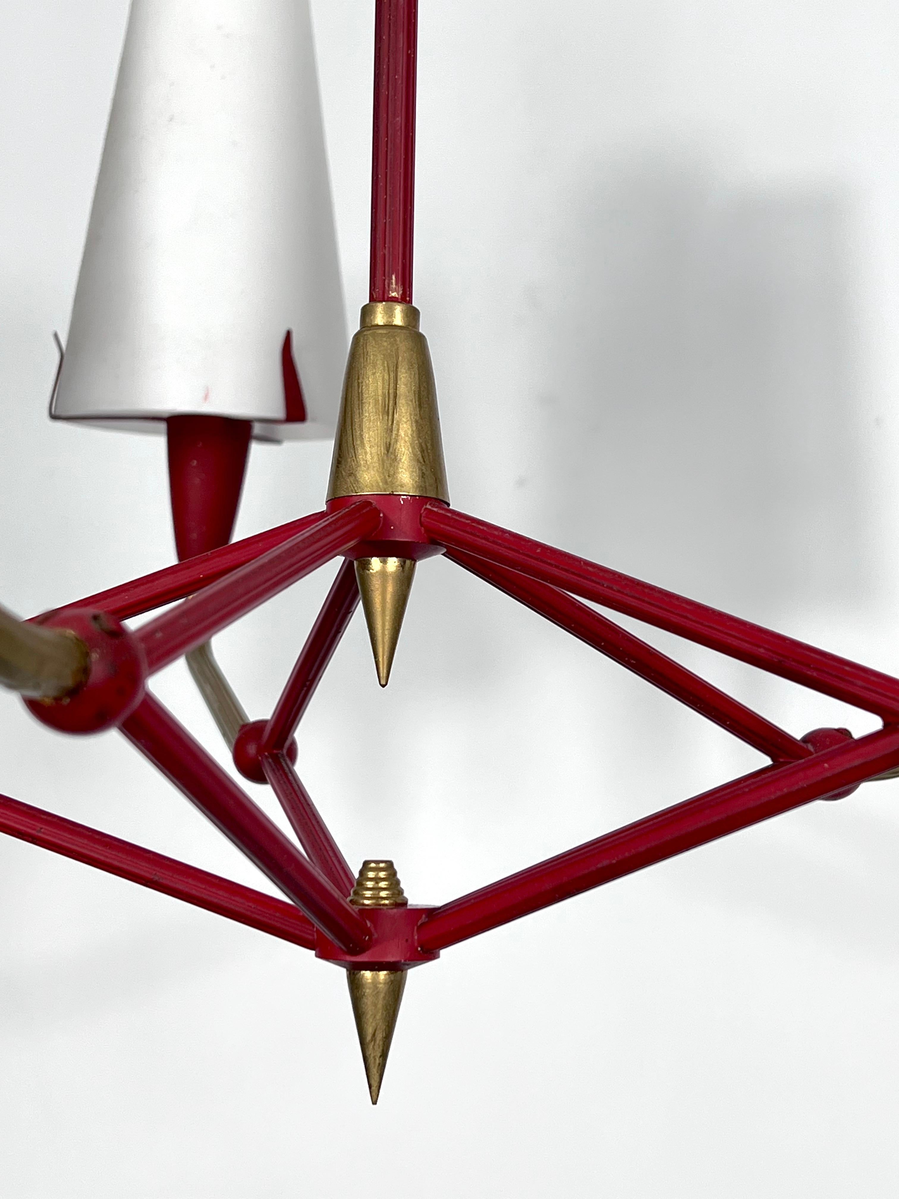Italian Mid-Century Rare Large Stilnovo Manner Sputnik Chandelier from 50s For Sale