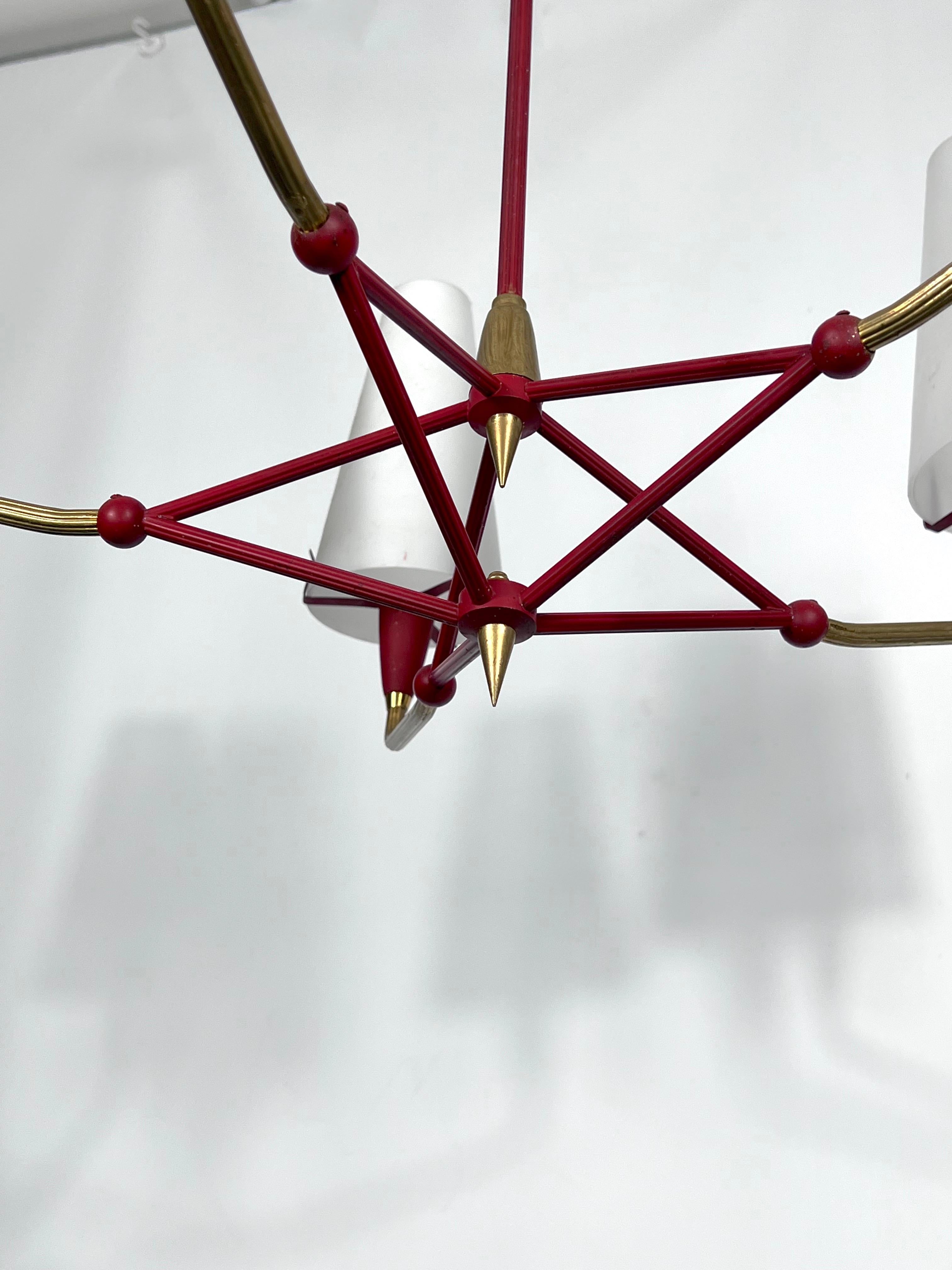 Mid-20th Century Mid-Century Rare Large Stilnovo Manner Sputnik Chandelier from 50s For Sale