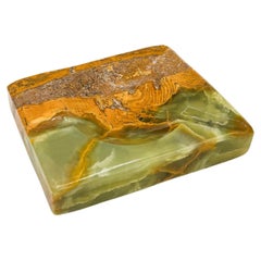 Mid-Century Rare Onyx Ashtray or Vide Poche Green and Brown Catchall 1970s