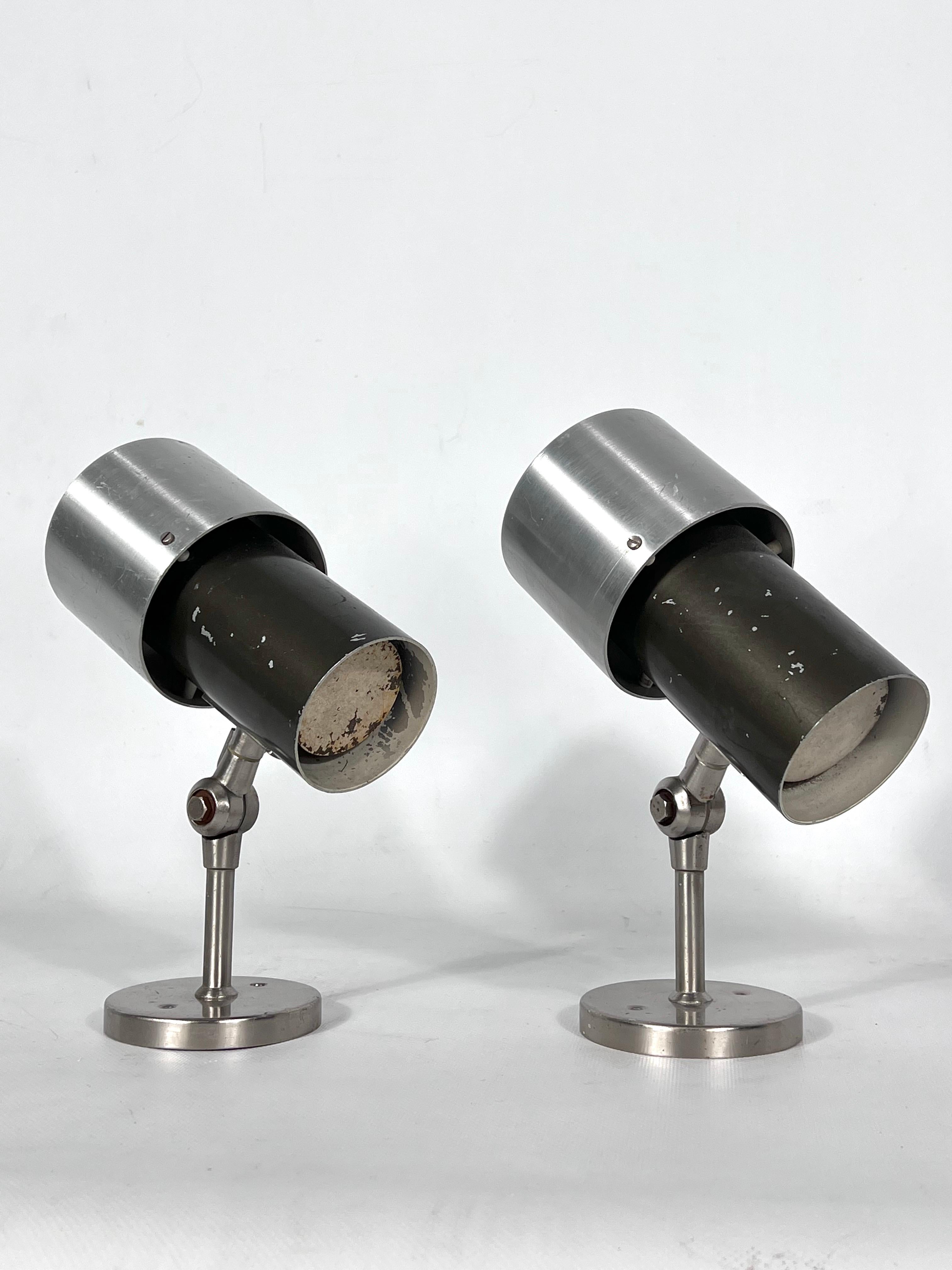 Mid-Century Rare Pair of Stilnovo Adjustable Sconces or Spotlights, Italy 1950 In Good Condition For Sale In Catania, CT