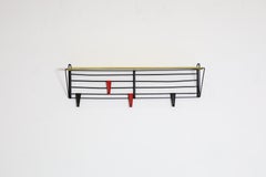 Mid-Century Industrial Coat Rack with Perforated Yellow Shelf by Pilastro