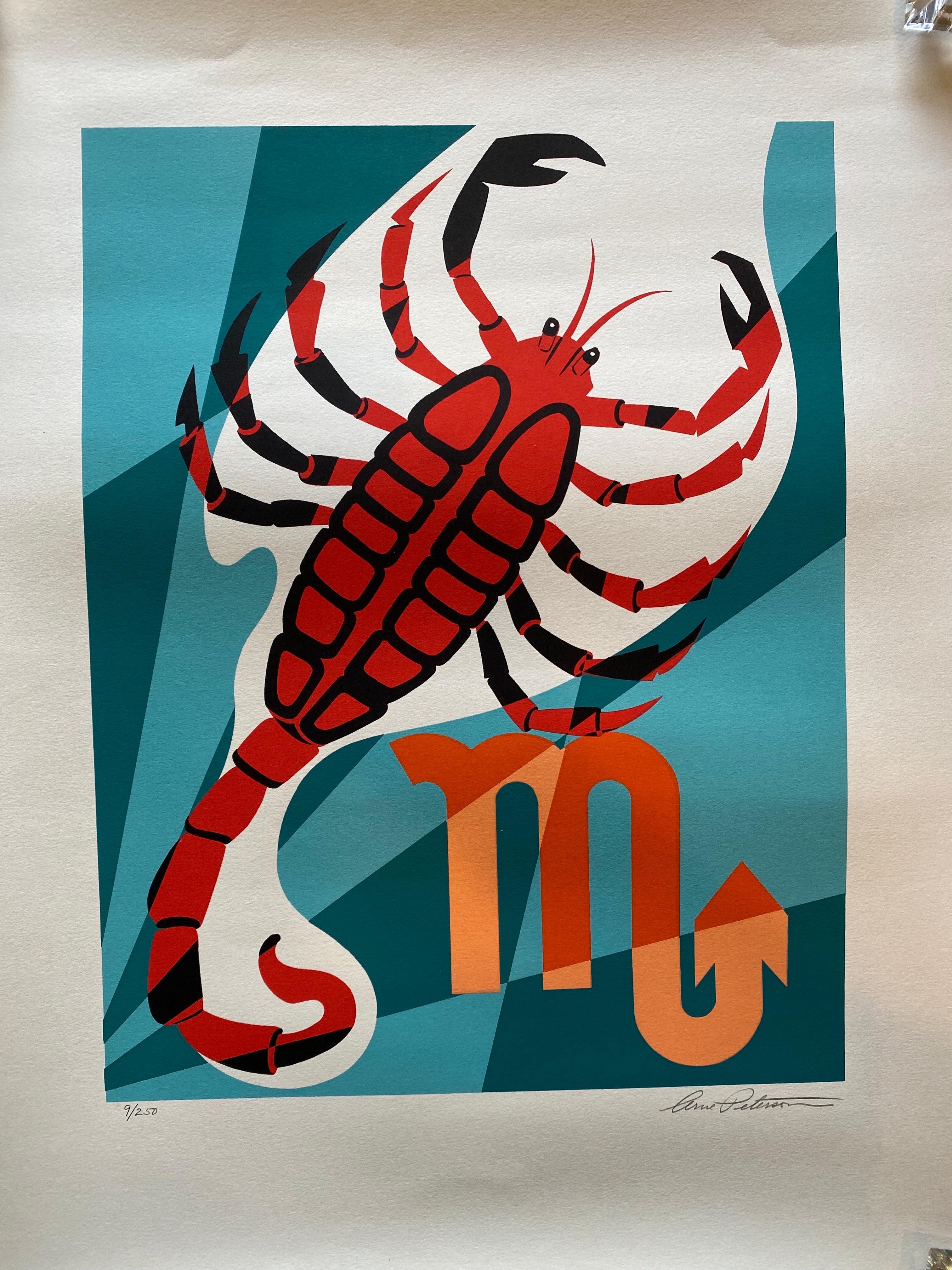 Midcentury Rare Set of 12 Modern Art Signs of the Zodiac S/N Silkscreens In Good Condition For Sale In Palm Springs, CA