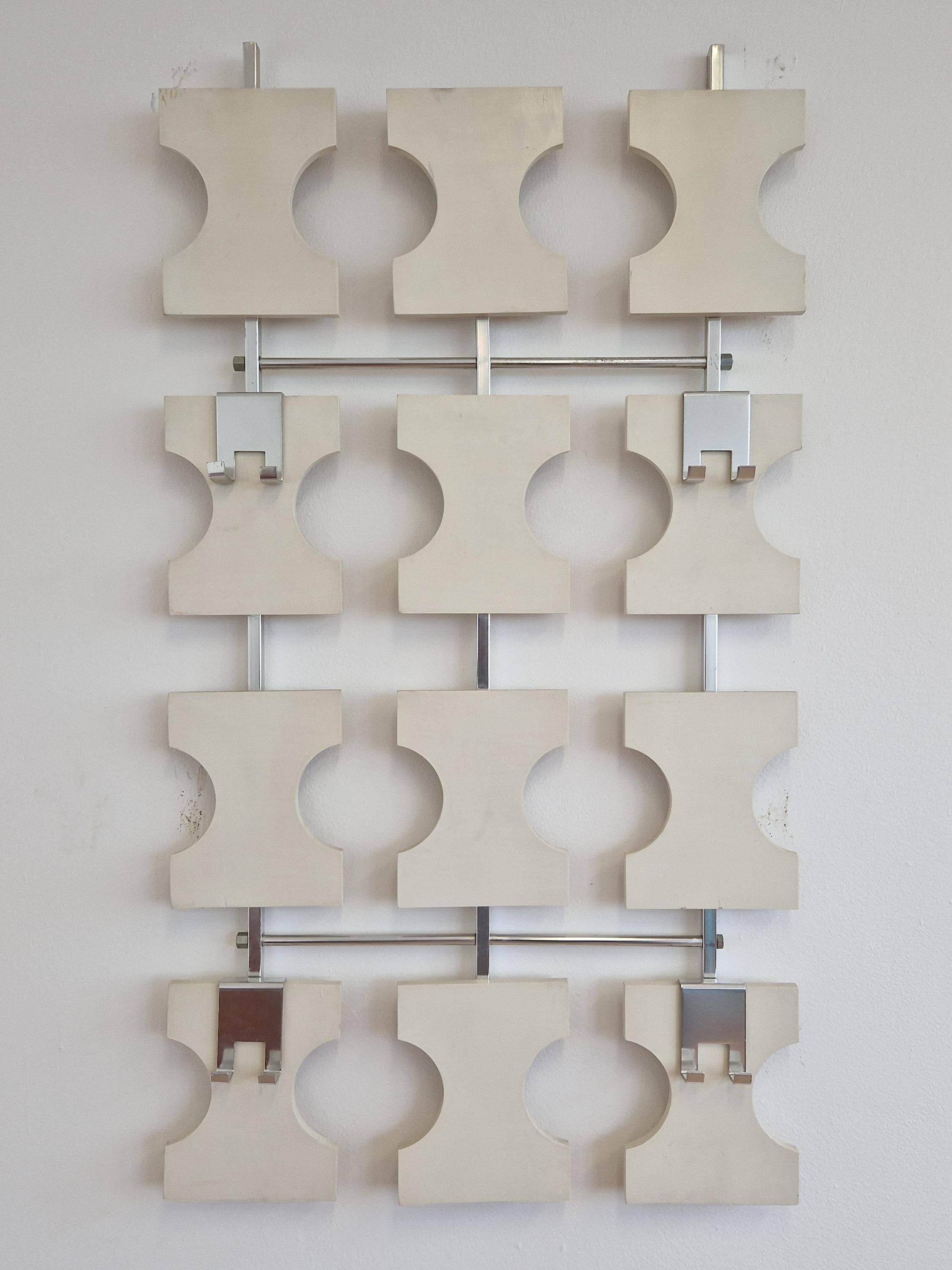 Aluminum Mid-Century Rare Wall Coat Rack, Germany, 1970s For Sale