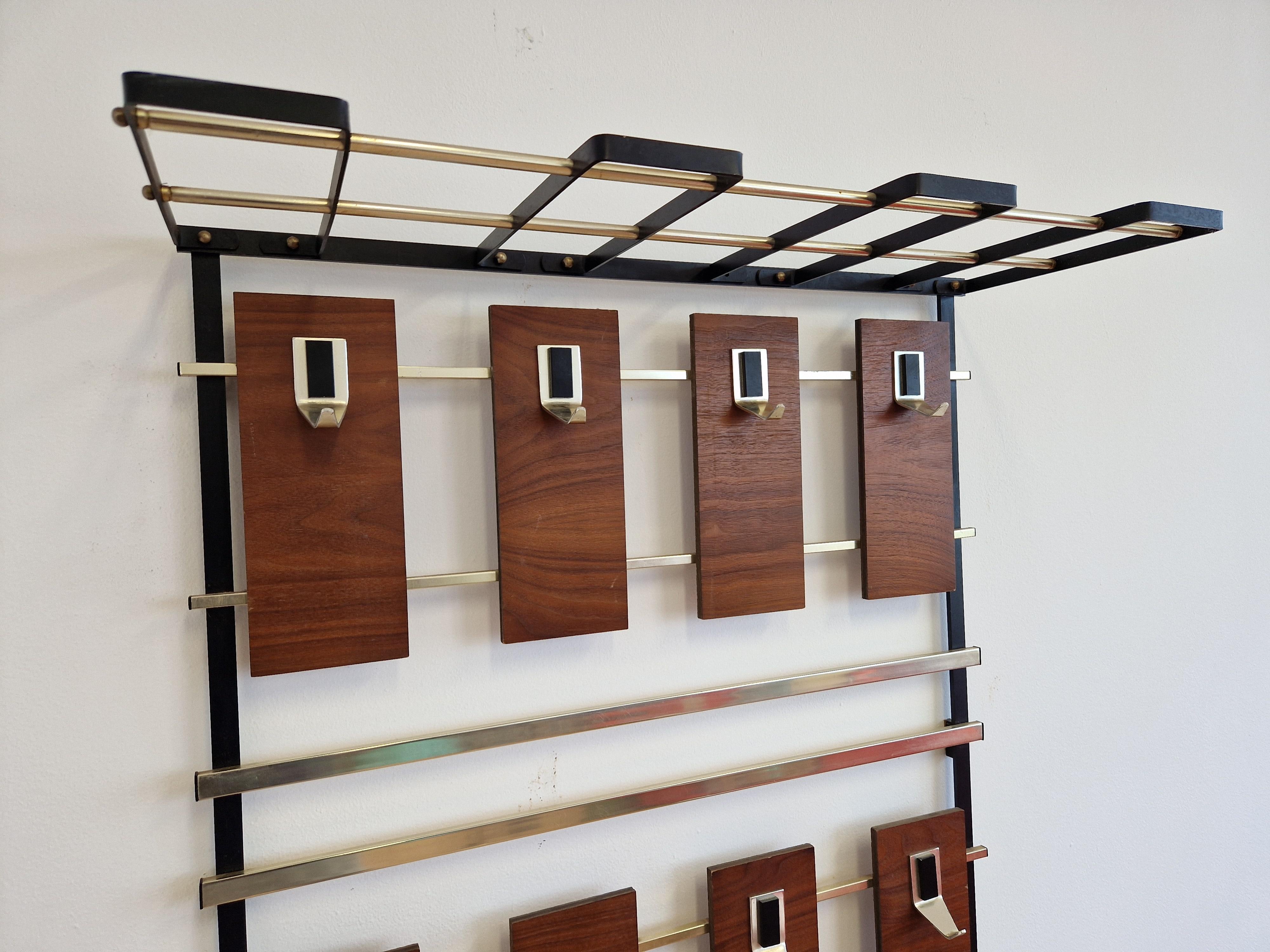 Metal Mid-Century Rare Wall Coat Rack, Germany, 1970s For Sale