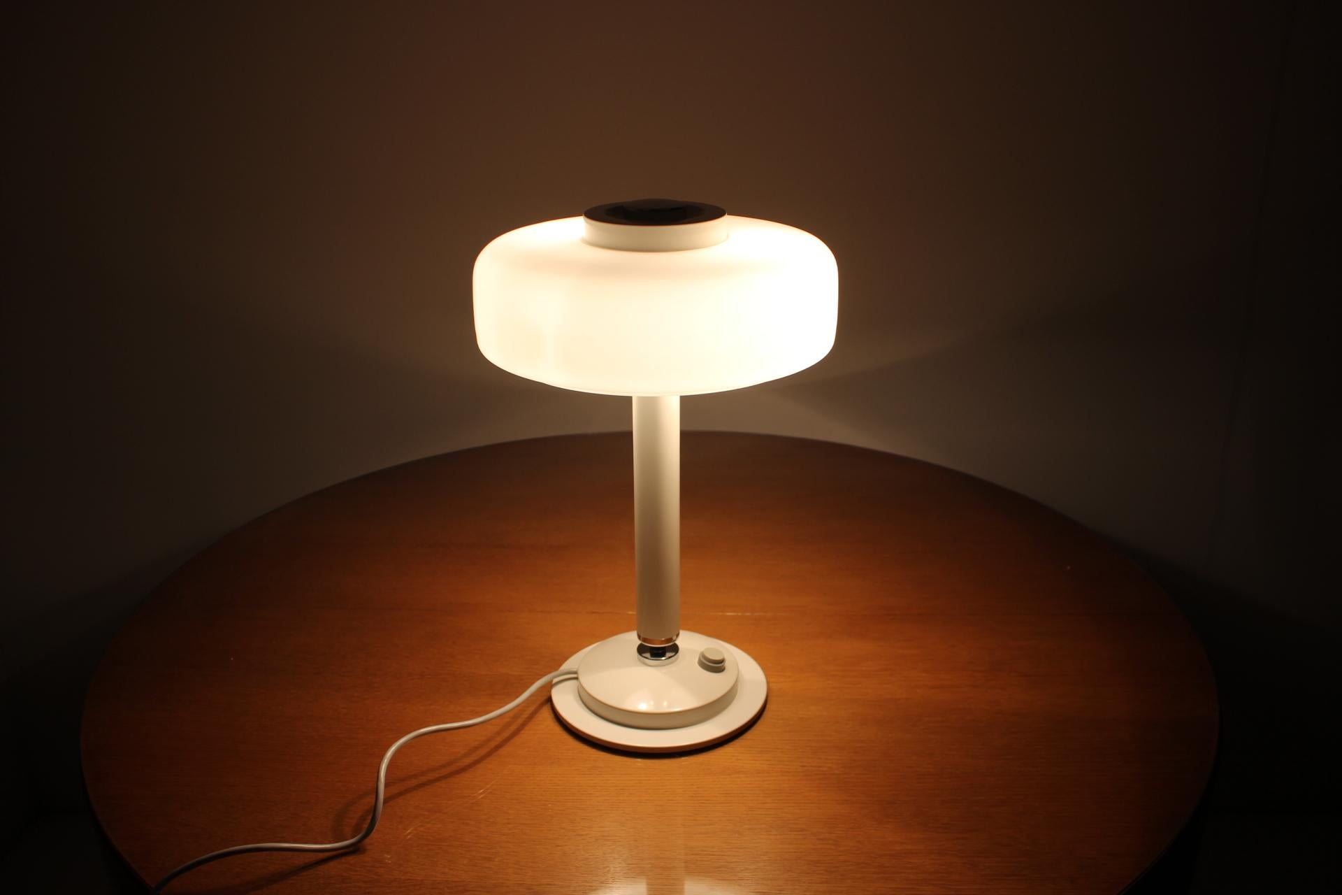 Midcentury Rare White Table Lamp or Napako, 1960s For Sale 1