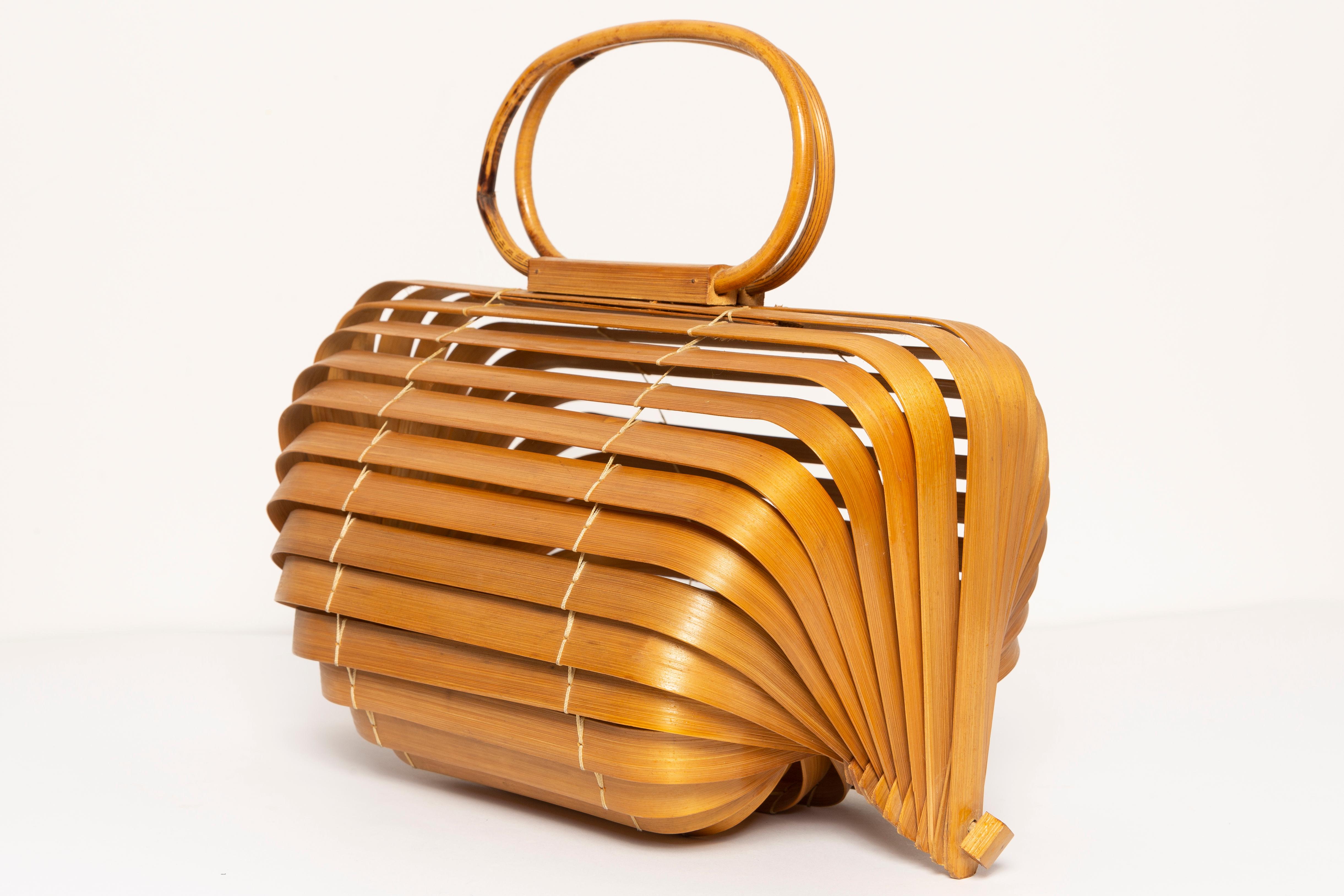 Mid Century Rare Wood Collapsible Bag, Poland, 1960s In Excellent Condition In 05-080 Hornowek, PL