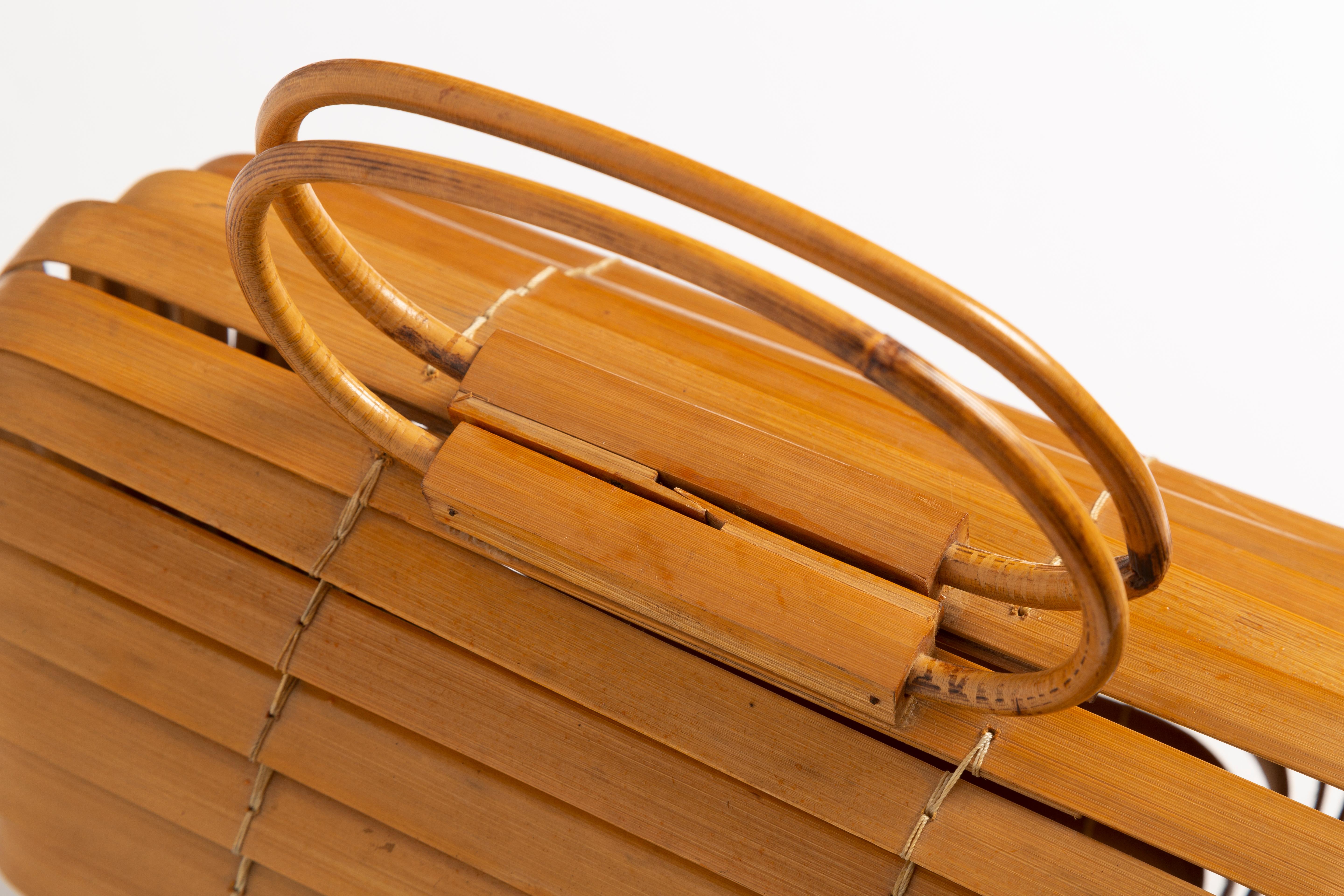 Mid Century Rare Wood Collapsible Bag, Poland, 1960s 2