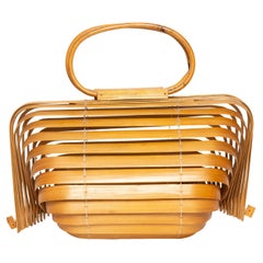 Mid Century Rare Wood Collapsible Bag, Poland, 1960s