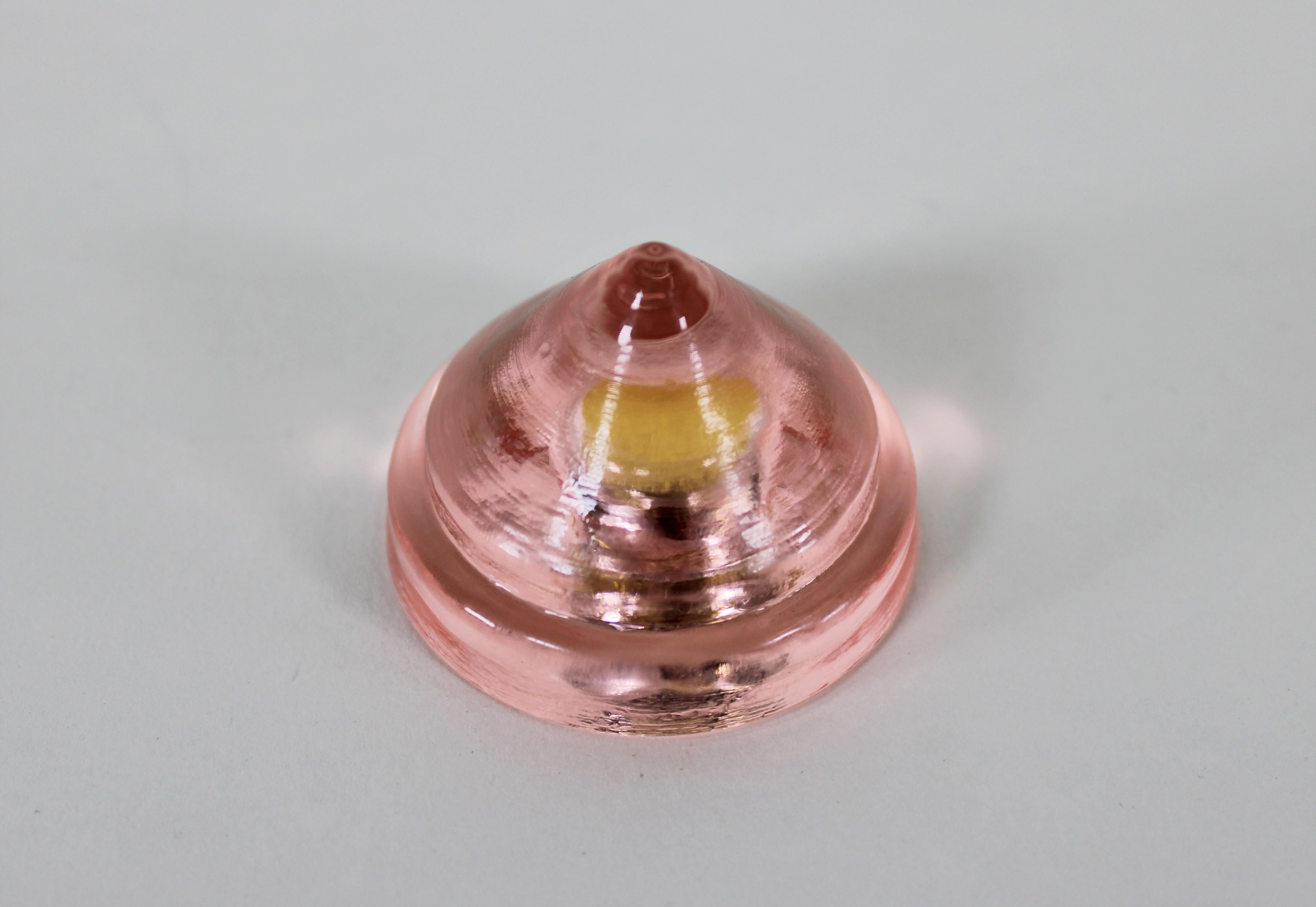 Mid-Century Raspberry Pink Pulveri Murano Frond Ceiling Light with Rigaree Trim For Sale 10