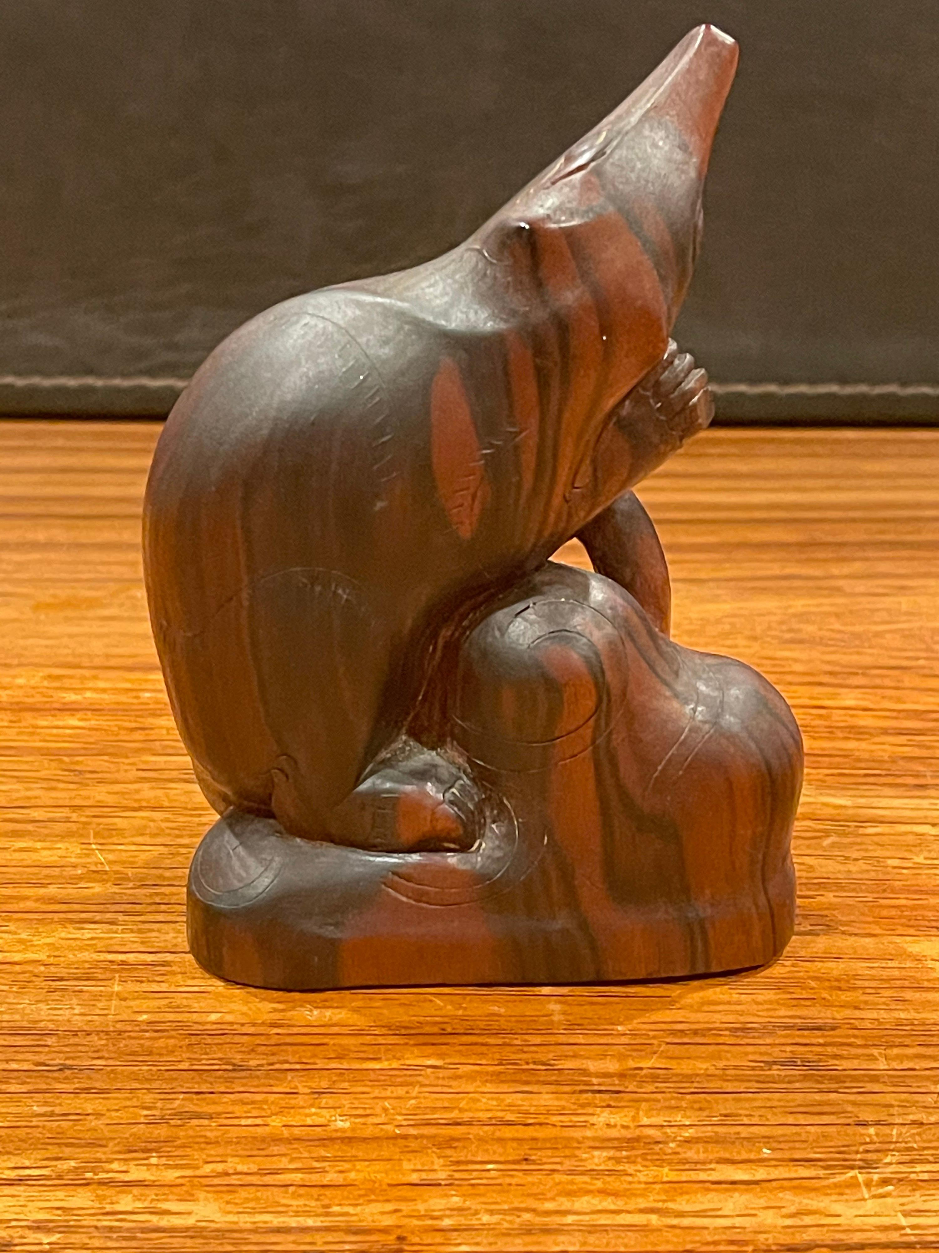 Hand-Carved Mid-Century Rat / Rodent Carving / Sculpture in Rosewood For Sale