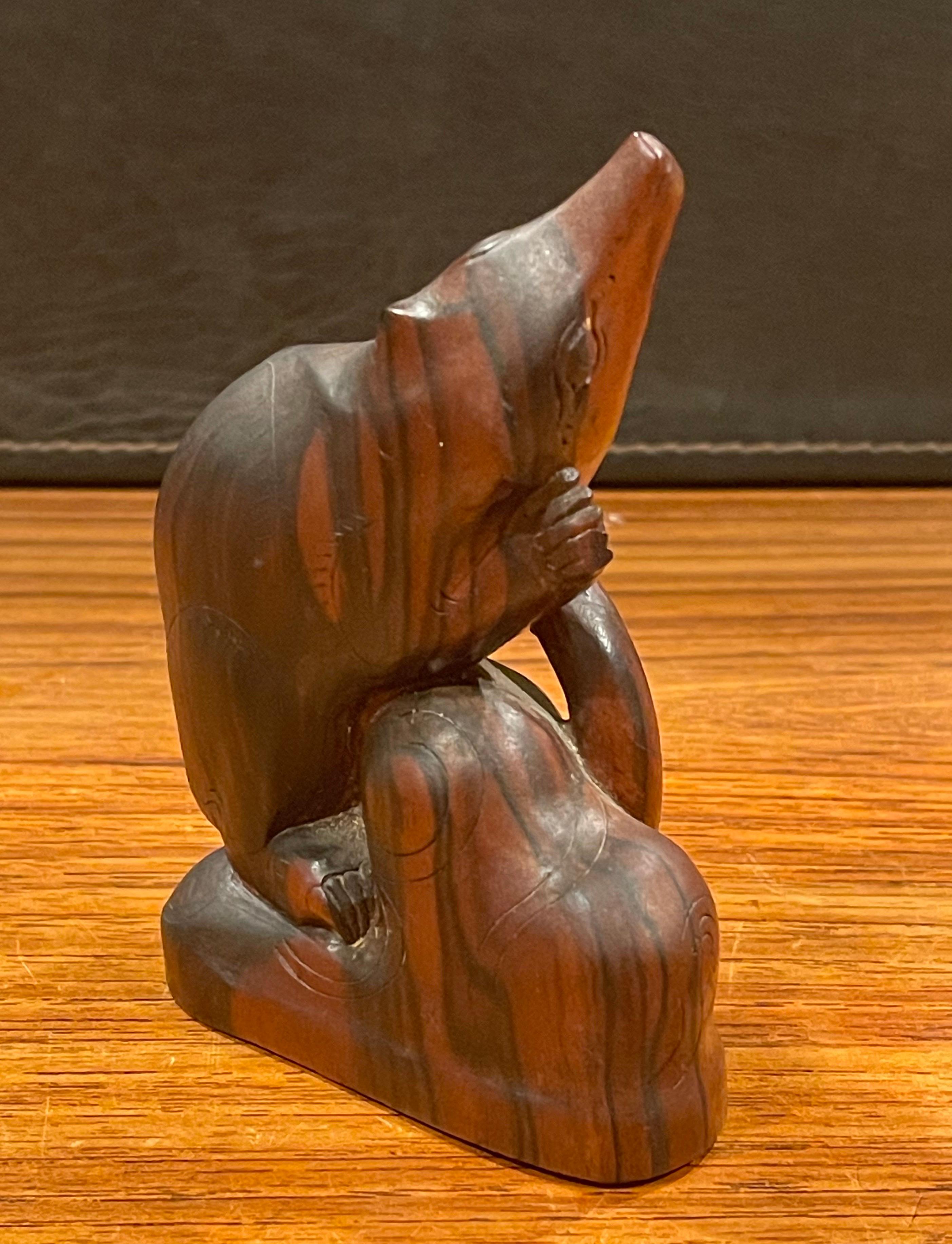 Mid-Century Rat / Rodent Carving / Sculpture in Rosewood In Good Condition For Sale In San Diego, CA