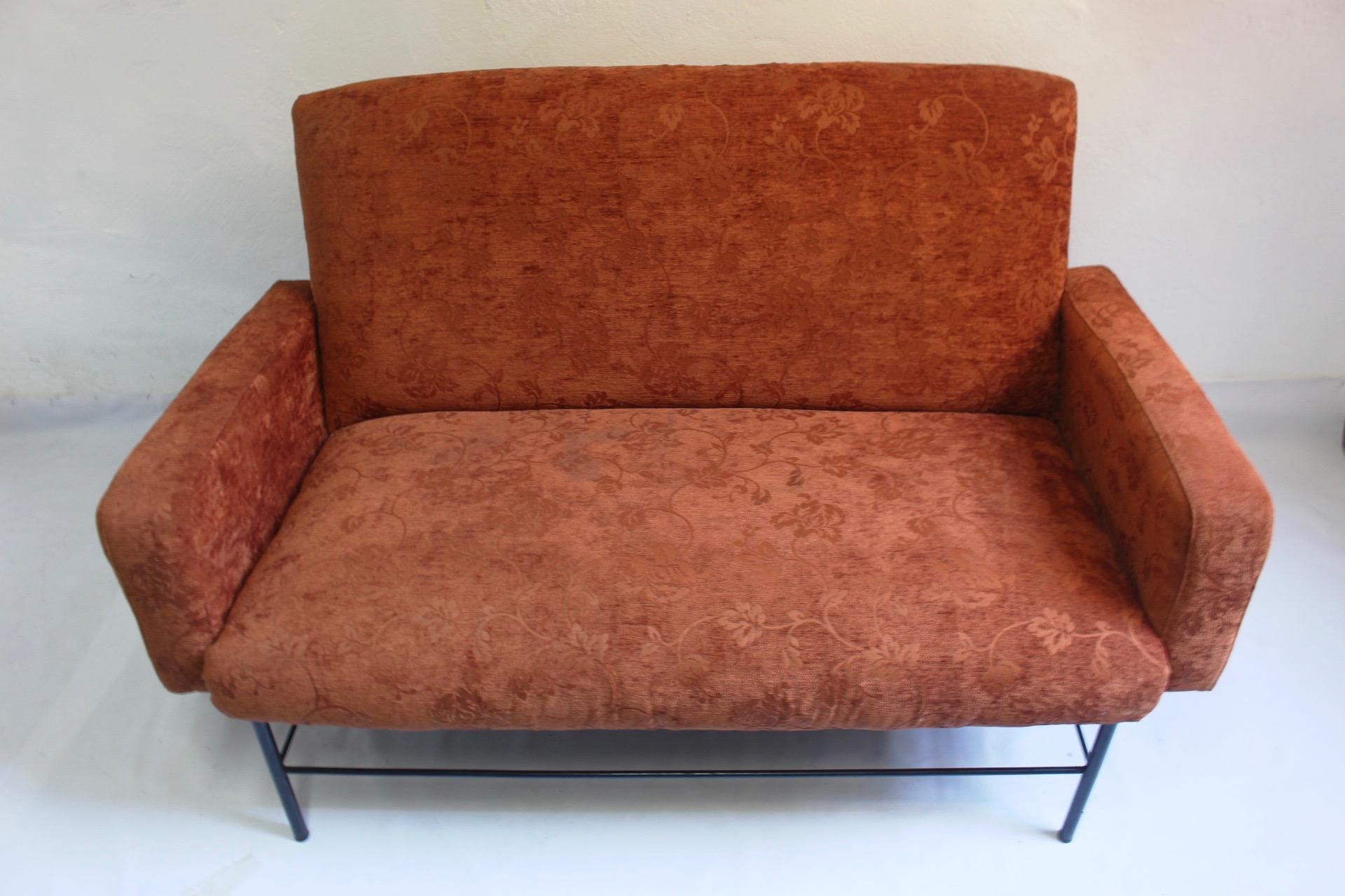   Midcentury Rationalist Living Room Lounge Armchair Set with Metal Legs, 1960s For Sale 5