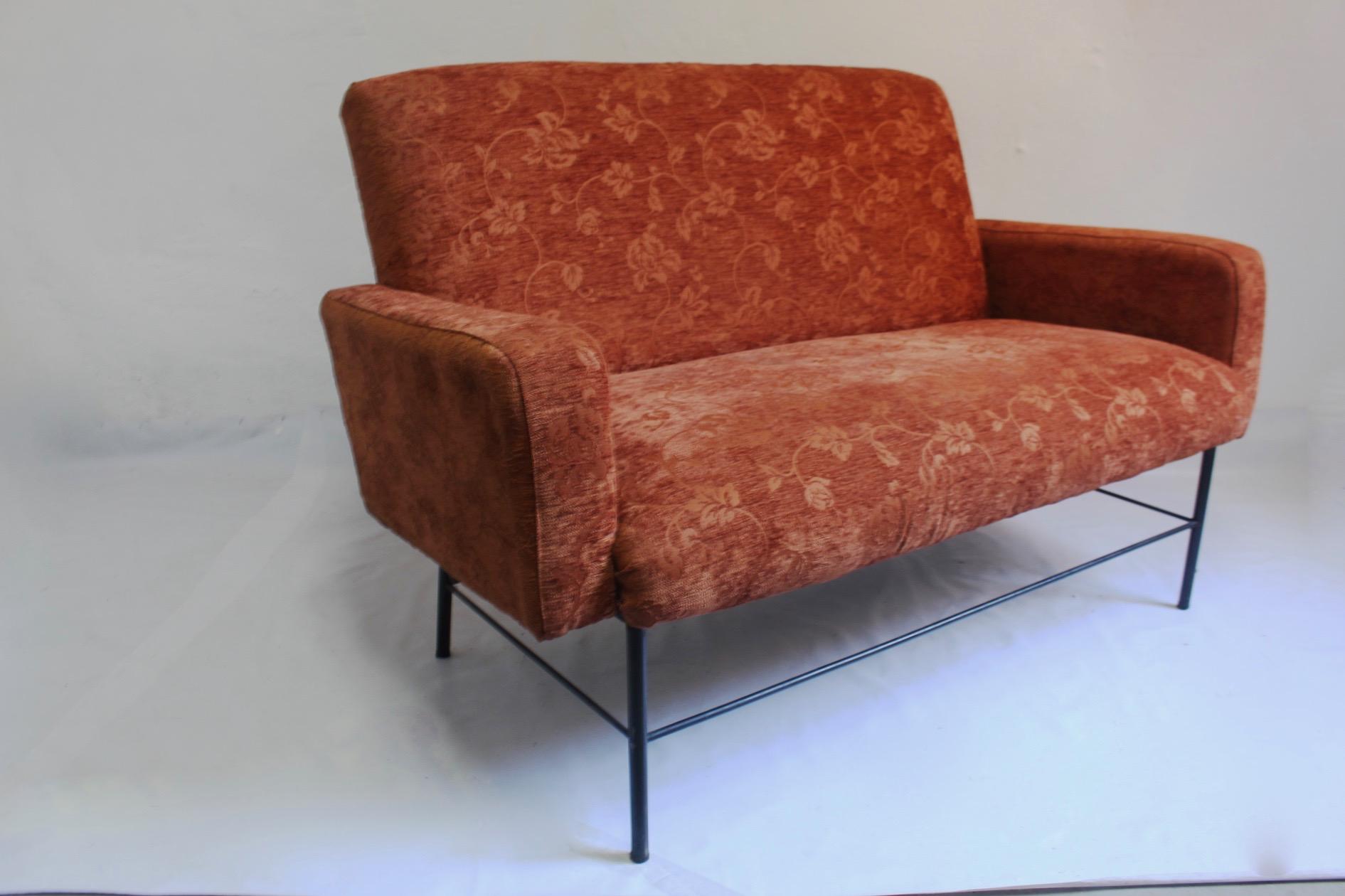   Midcentury Rationalist Living Room Lounge Armchair Set with Metal Legs, 1960s For Sale 6