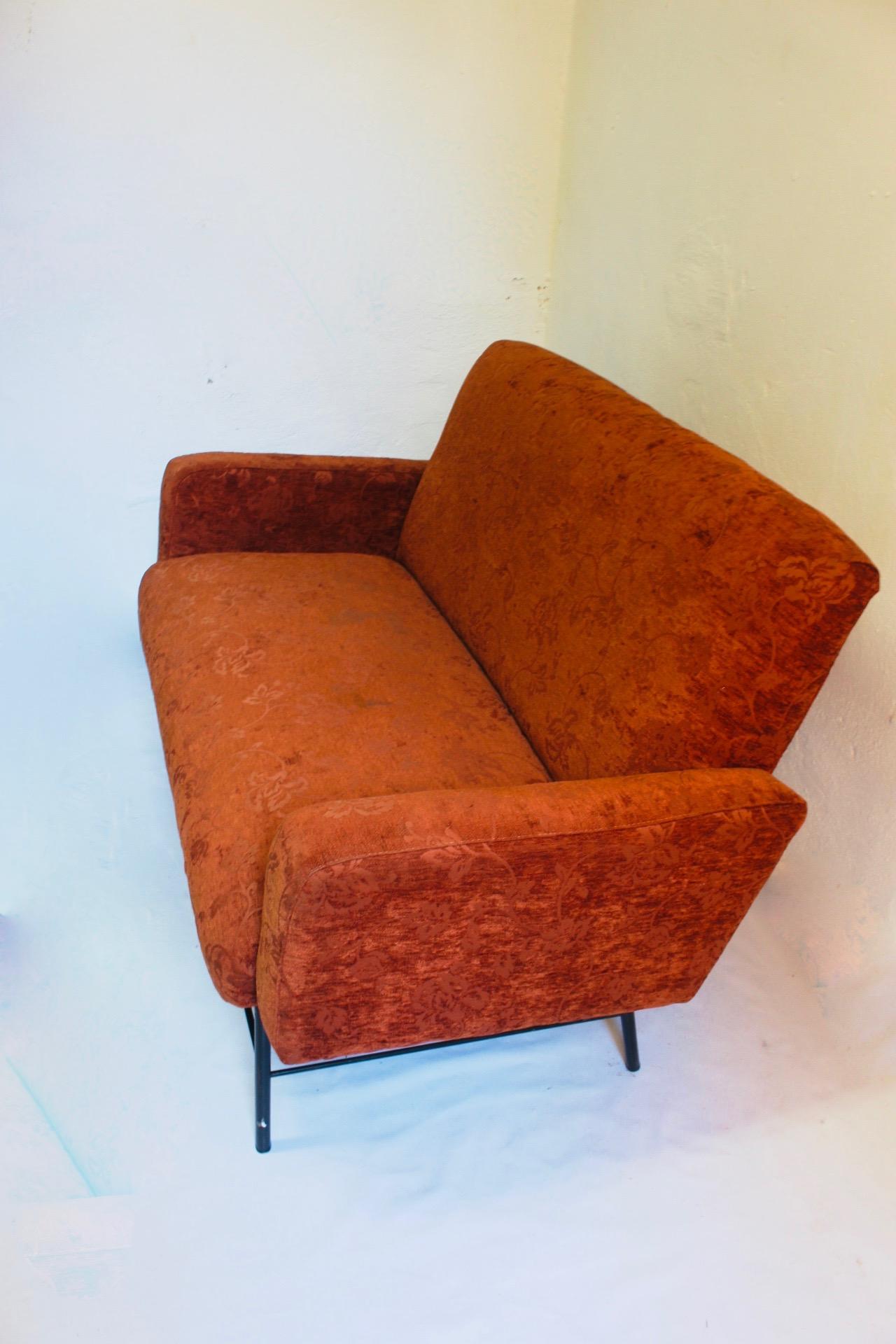   Midcentury Rationalist Living Room Lounge Armchair Set with Metal Legs, 1960s For Sale 8