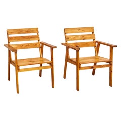 Sillones racionalistas de madera de mediados de siglo - circa 1960, Francia
