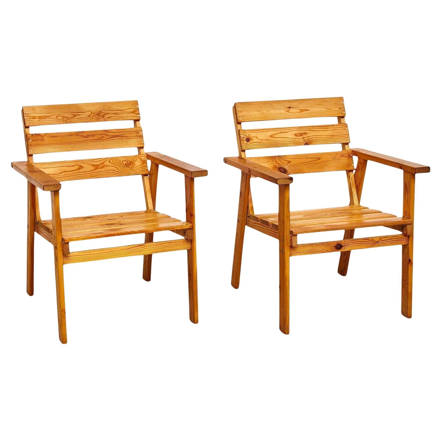 Fauteuils rationalistes en bois du milieu du siècle - Circa 1960, France