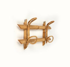 Midcentury Rattan and Bamboo Coat Rack Stand, Italy, 1960s