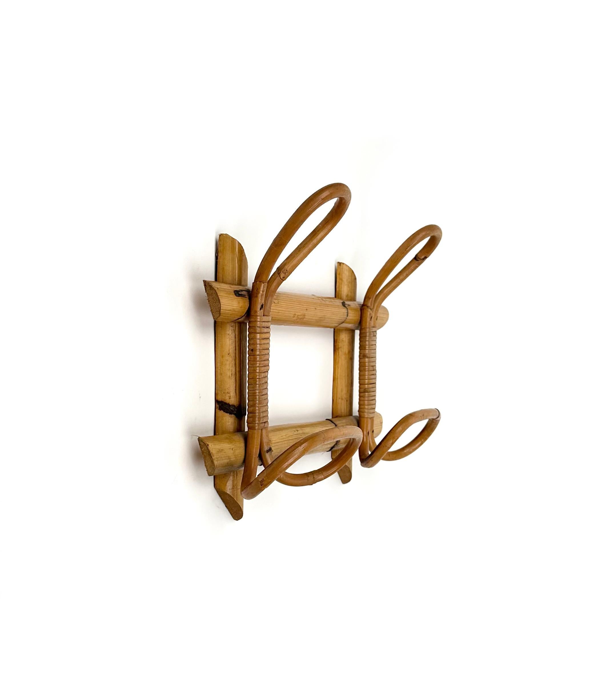 Mid-Century Modern Mid-Century Rattan and Bamboo Coat Rack Stand, Italy, 1960s For Sale