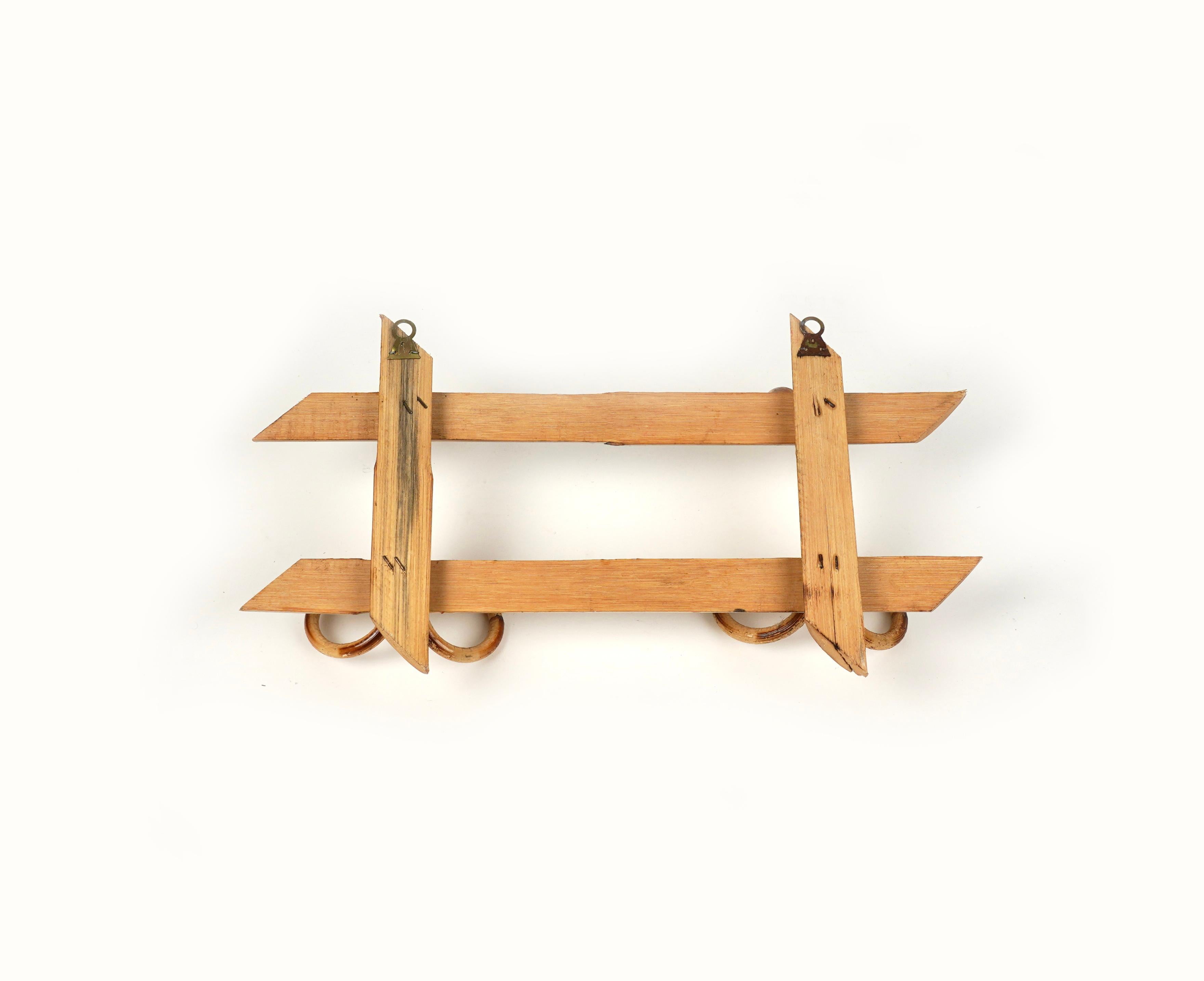 Midcentury Rattan and Bamboo Coat Rack Stand, Italy, 1960s In Good Condition For Sale In Rome, IT