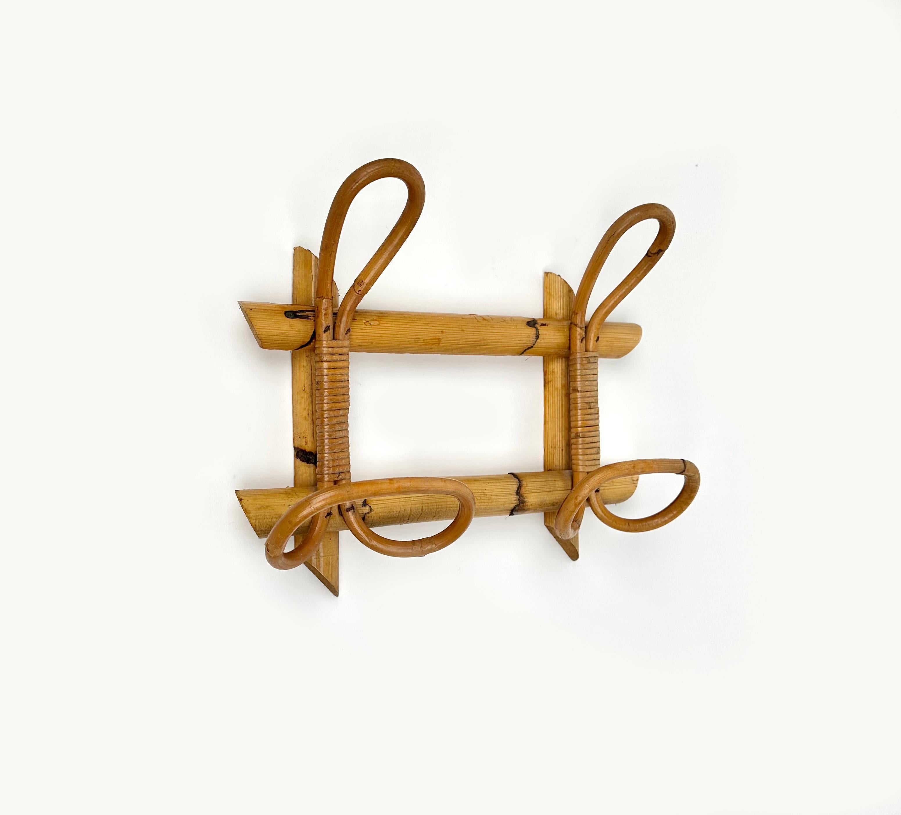 Garderobenständer aus Rattan und Bambus aus der Jahrhundertmitte, Italien, 1960er Jahre im Angebot 3