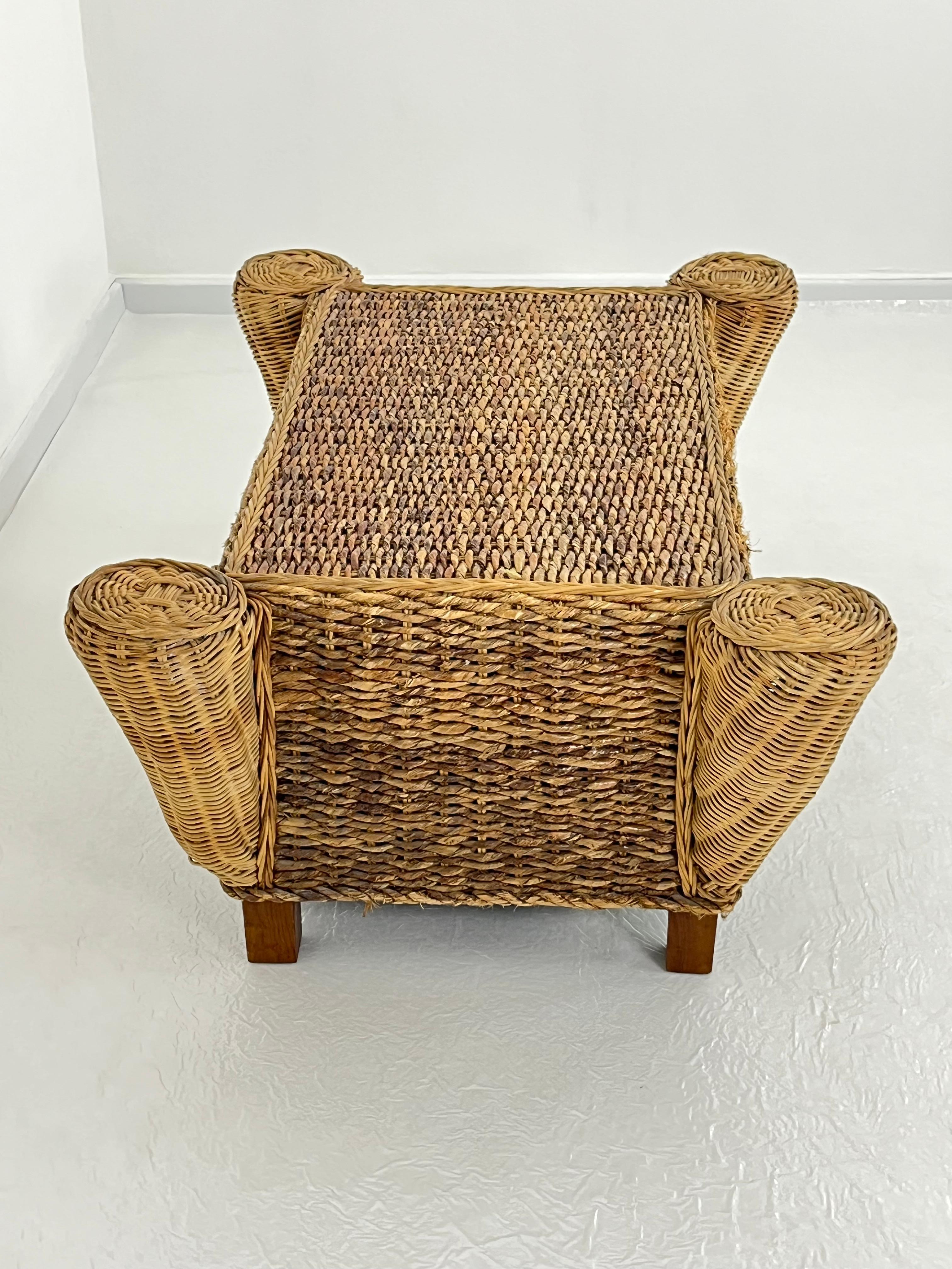 Mesa de centro de ratán y bambú de mediados de siglo, Made in Italy, años 60 en Bueno estado para la venta en Palermo, IT