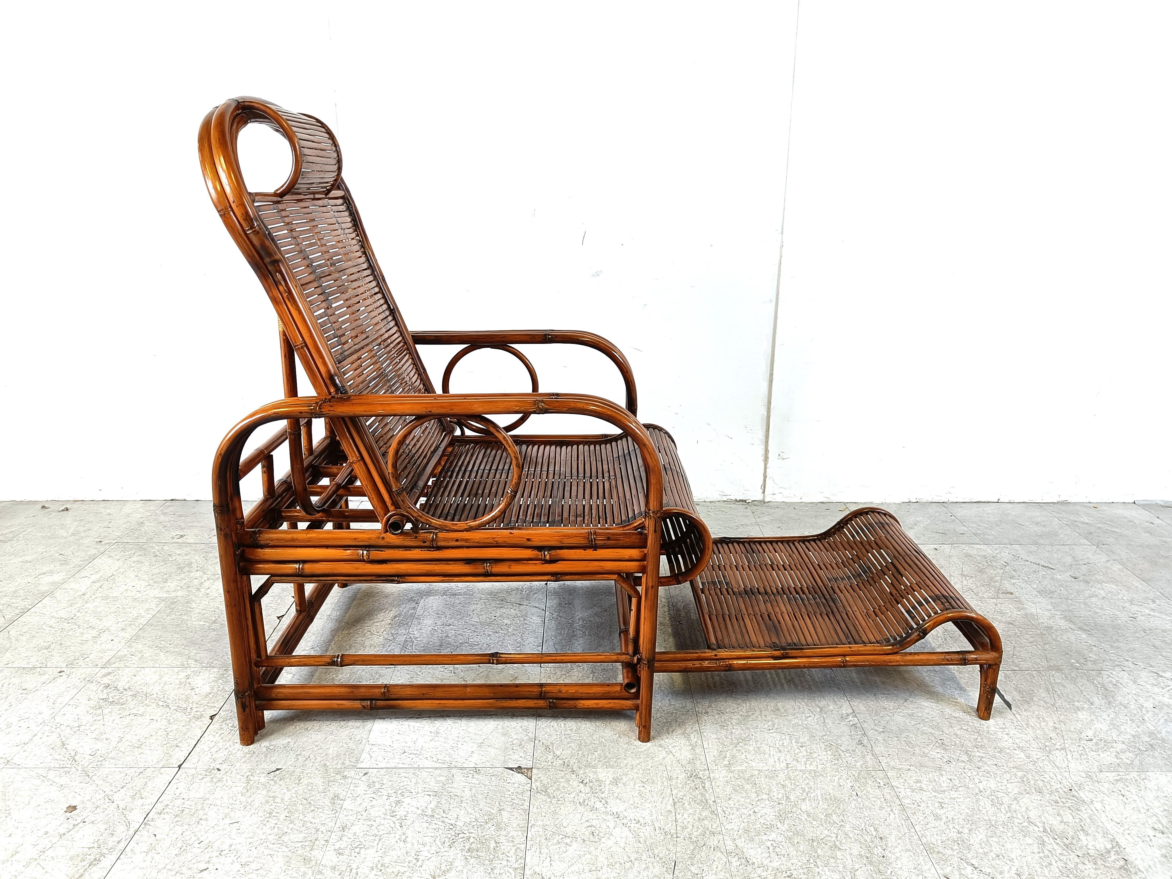 Sedia da giardino di metà secolo in rattan e bambù, anni '50 in vendita 3
