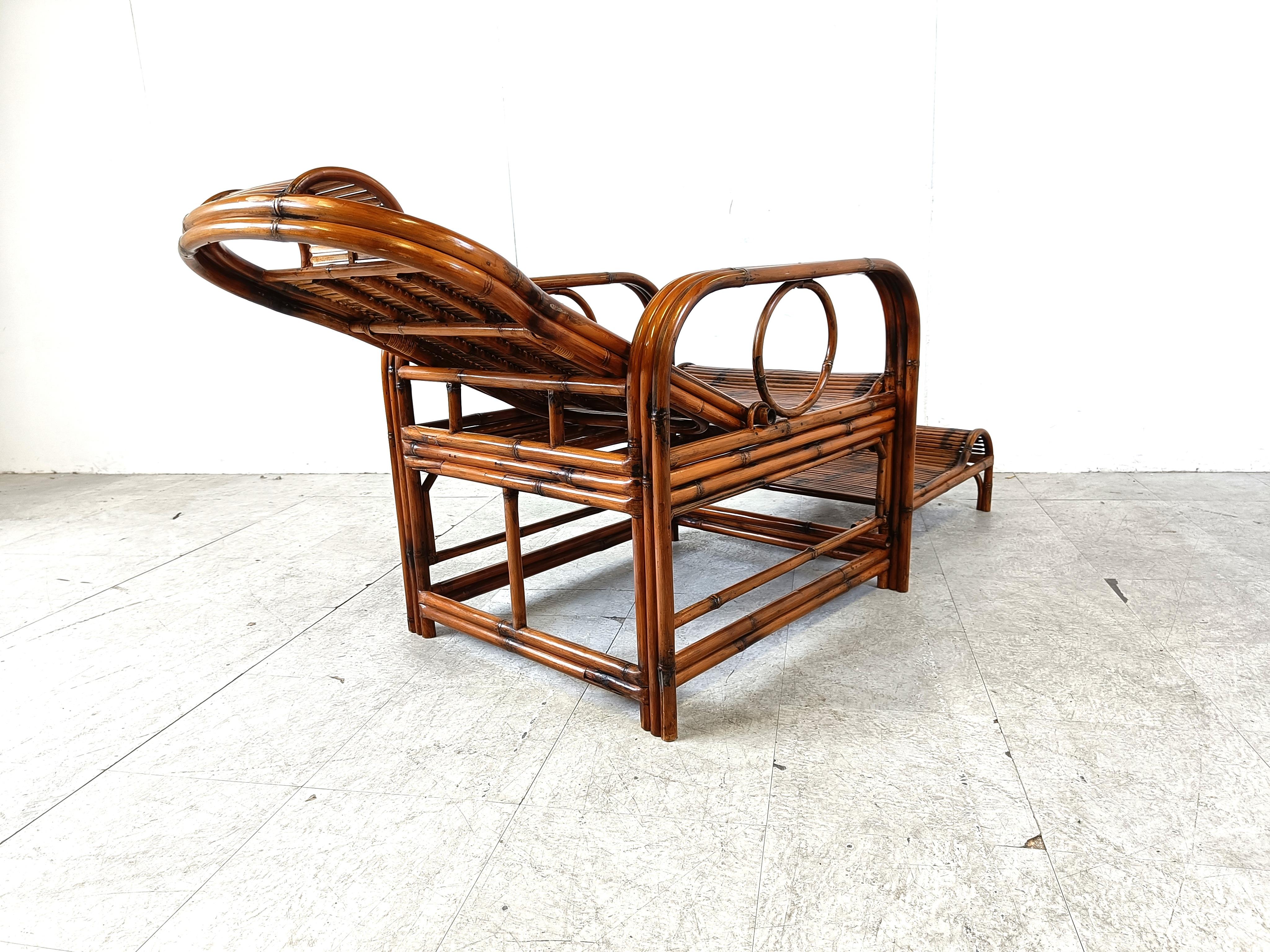 Sedia da giardino di metà secolo in rattan e bambù, anni '50 in vendita 6