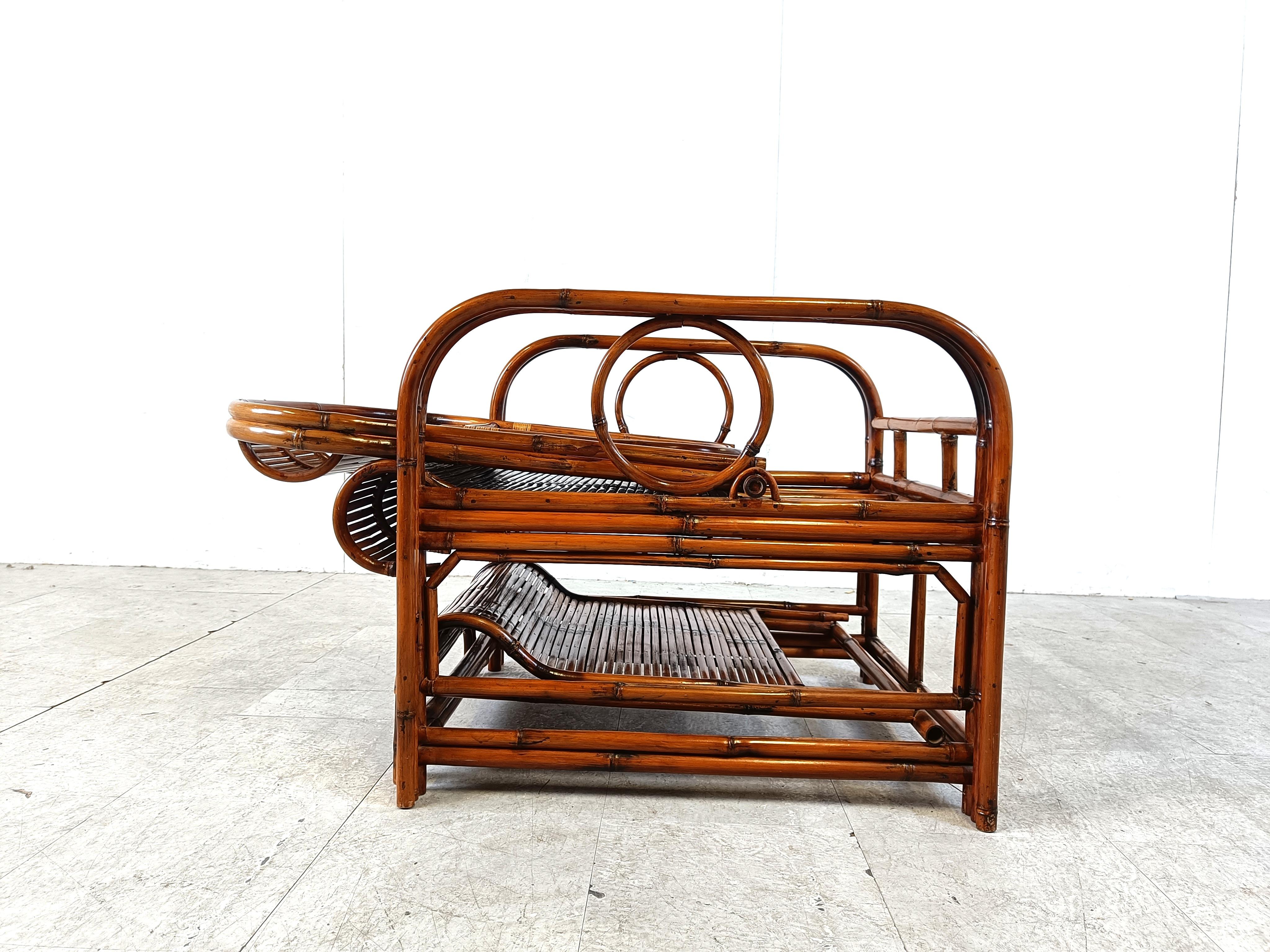 Sedia da giardino di metà secolo in rattan e bambù, anni '50 in vendita 13
