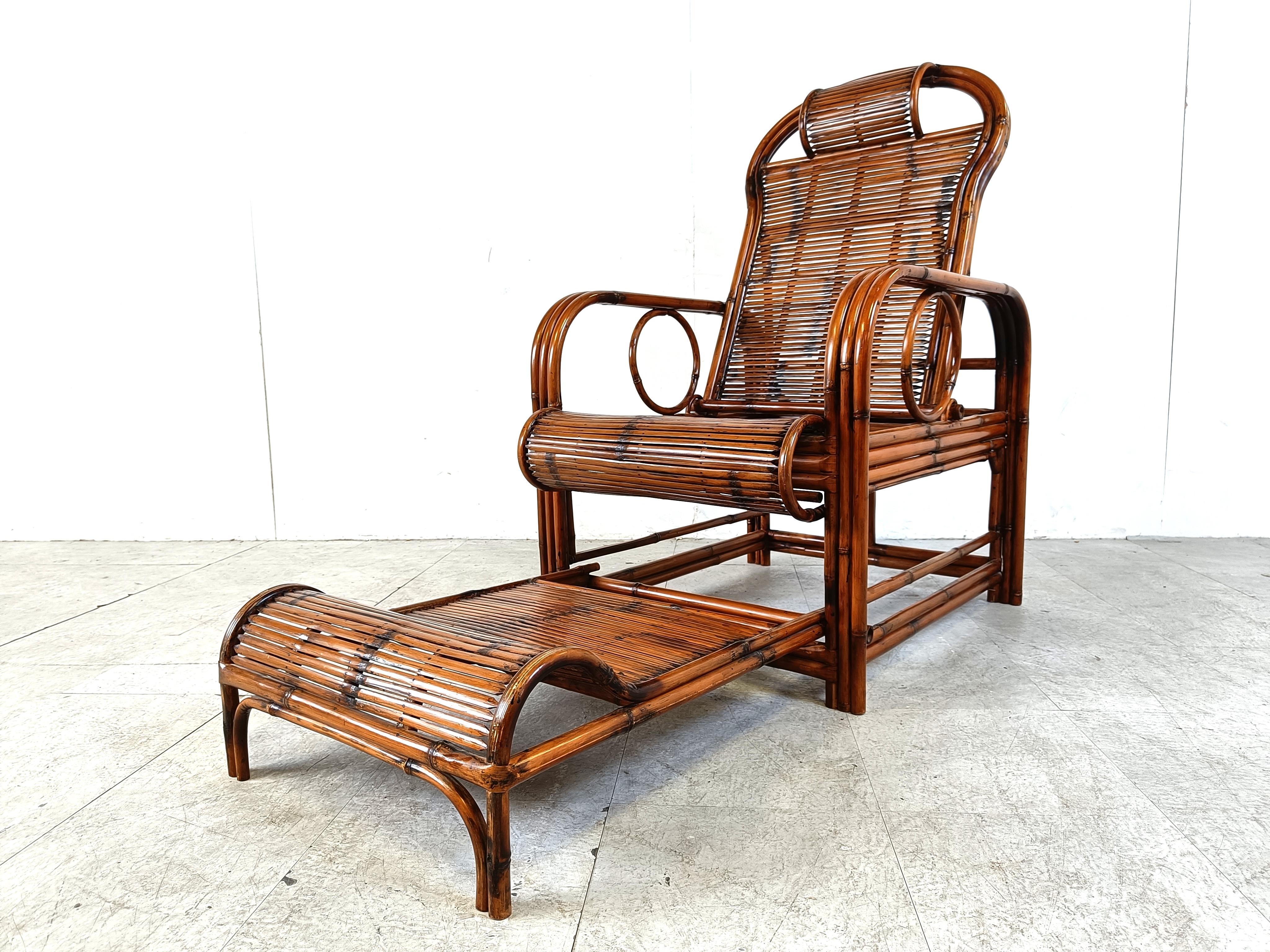 Mid-Century moderno Sedia da giardino di metà secolo in rattan e bambù, anni '50 in vendita