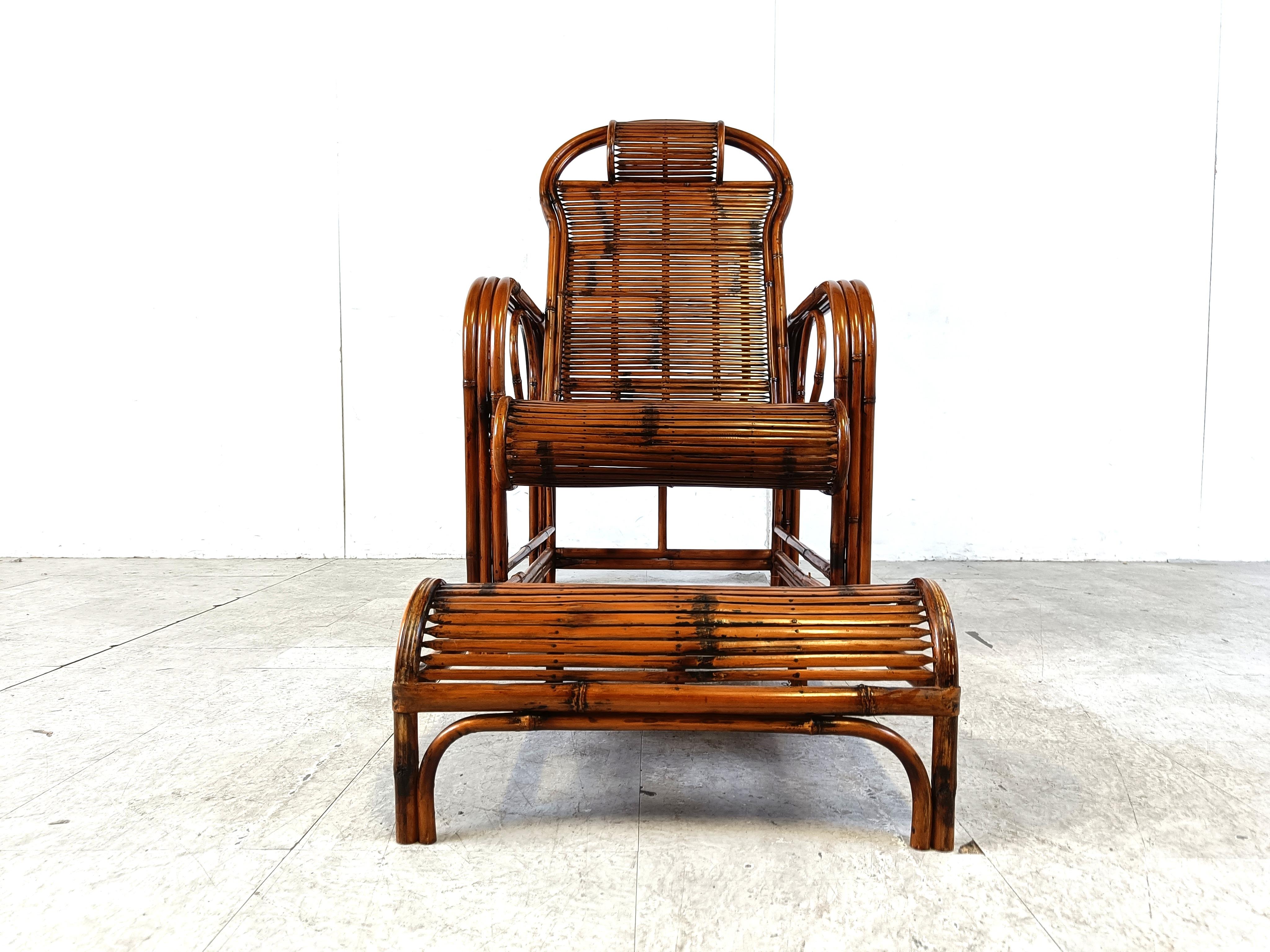 Milieu du XXe siècle Chaise de jardin en rotin et bambou du milieu du siècle, années 1950 en vente
