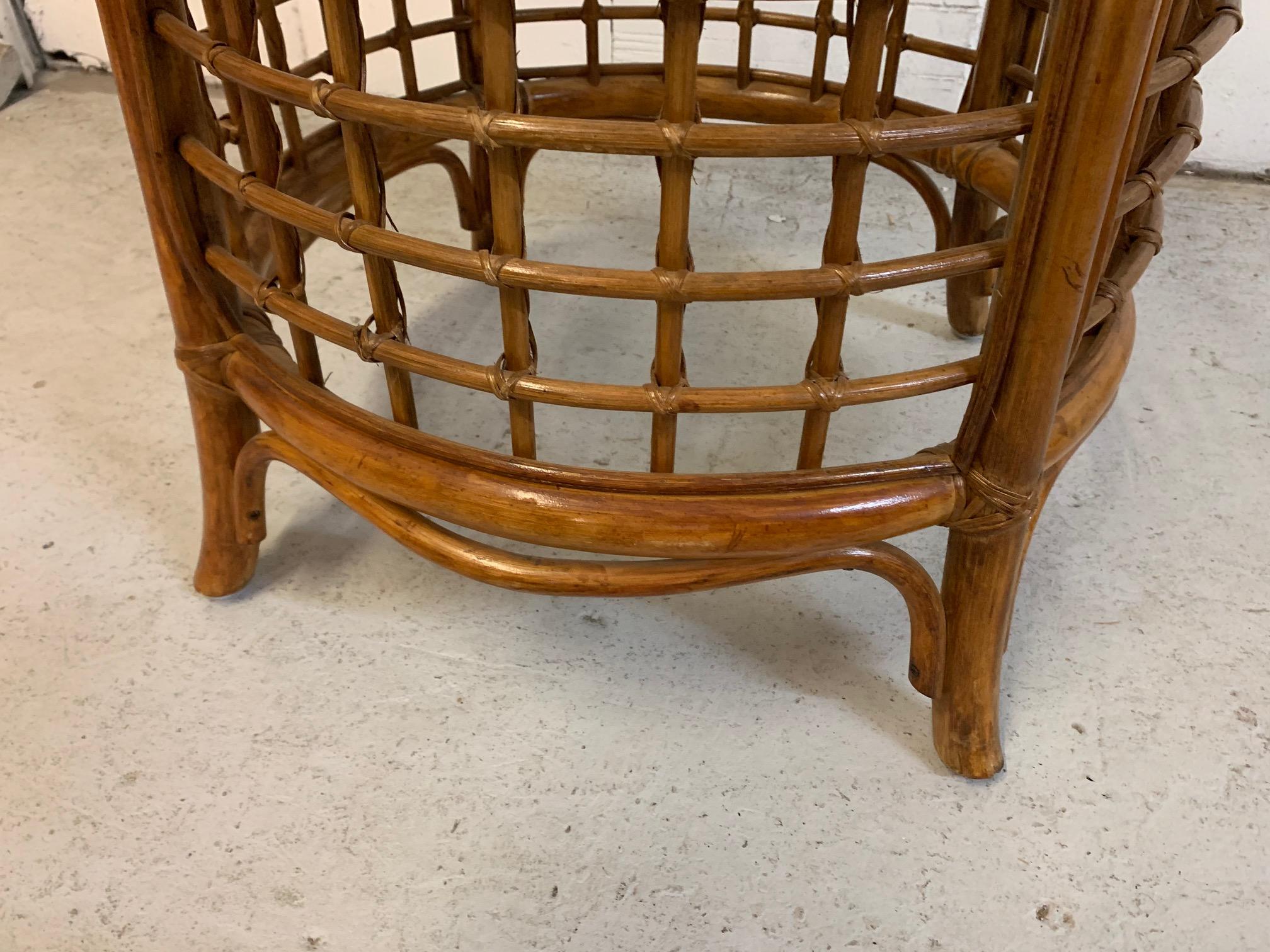 Midcentury Rattan and Brass Dining Set, Table and 4 Chairs 3