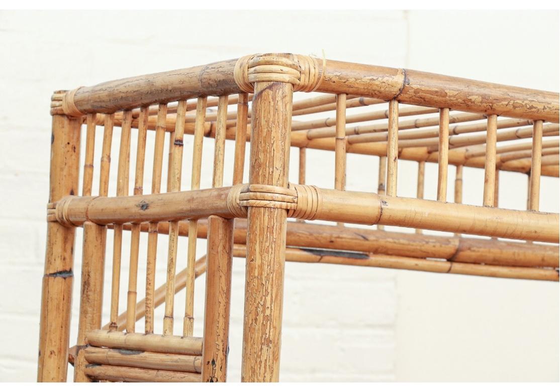 Late 20th Century Midcentury Rattan and Glass Étagère