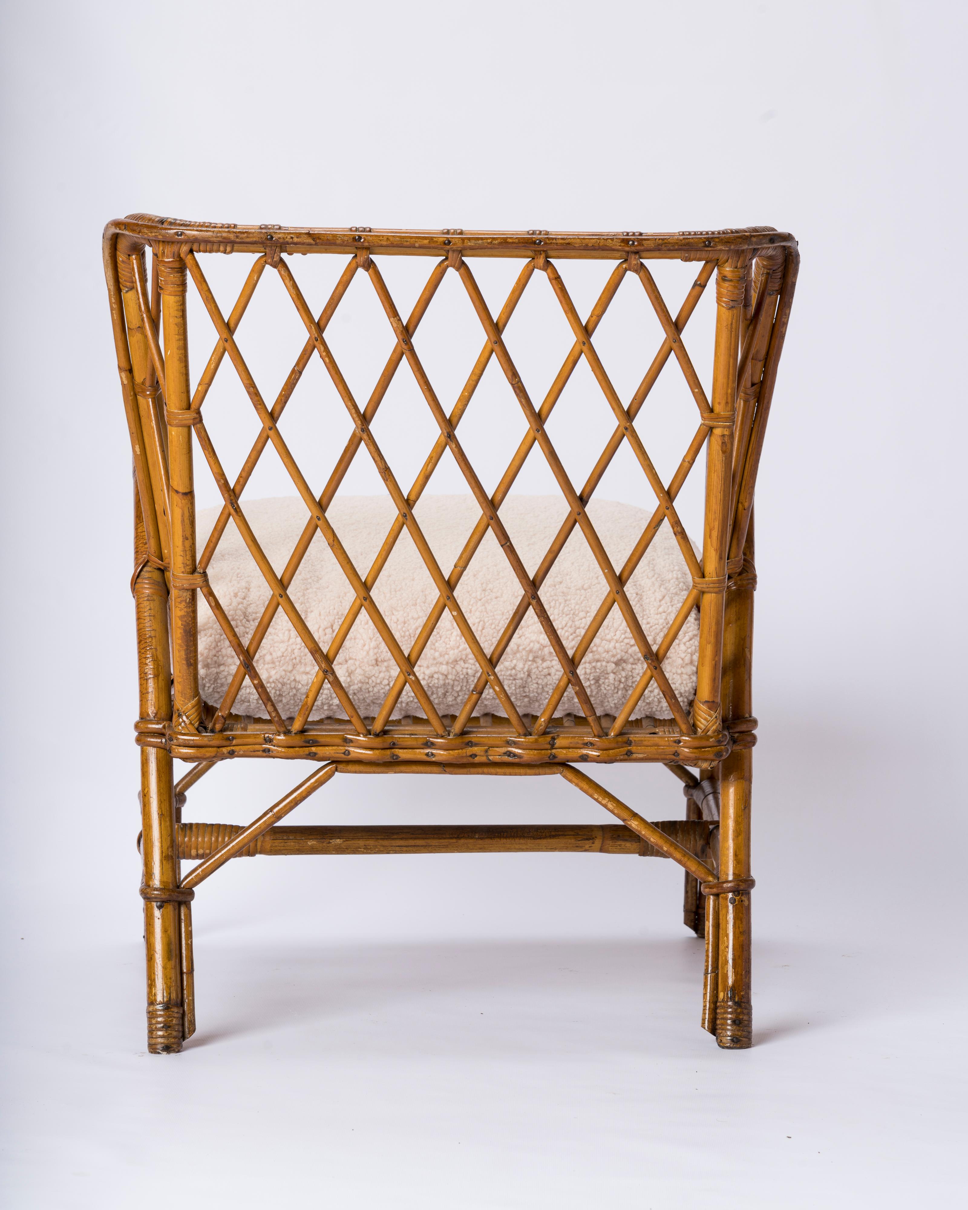 Mid-century Rattan Armchair by Jacques Quinet - France 1960's In Good Condition In New York, NY