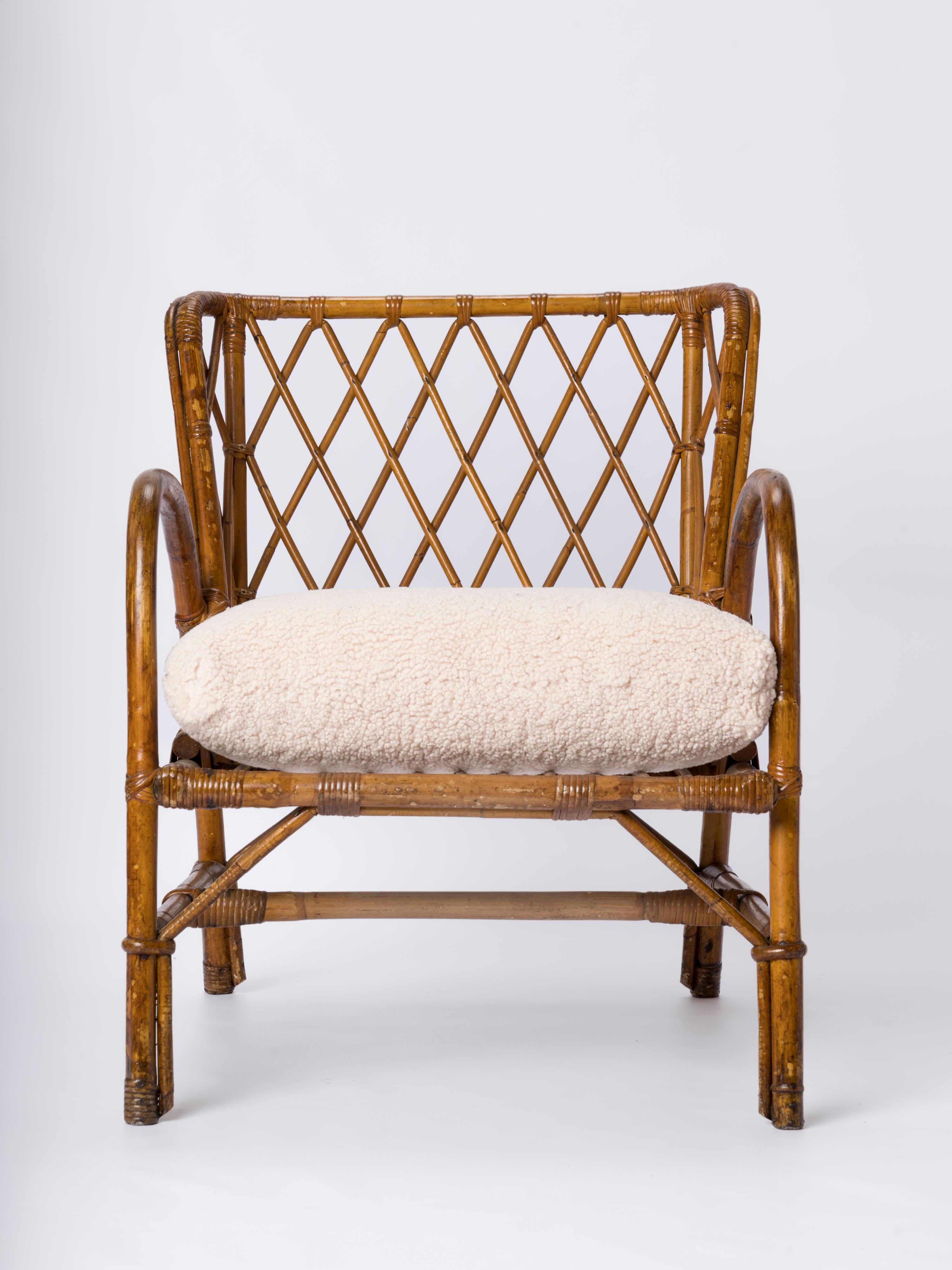 Mid-century Rattan Armchair by Jacques Quinet - France 1960's 1
