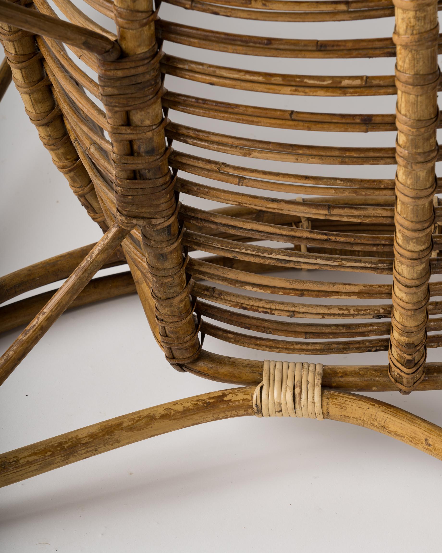 Mid-Century Rattan Armchair in the Style of Audoux Minnet, France 1960's 3