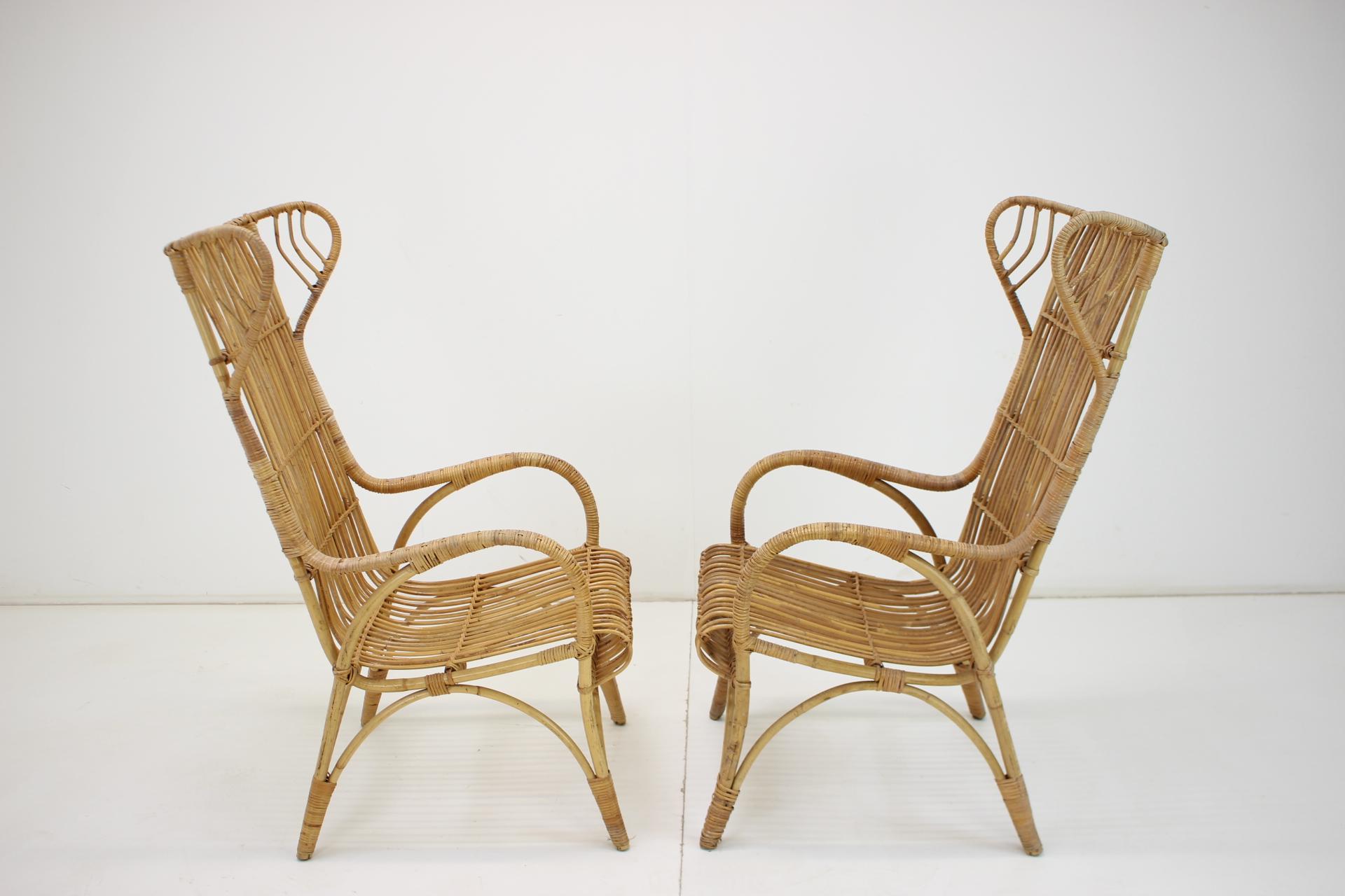 Metà XX secolo Poltrone in rattan di metà secolo, anni '60 in vendita