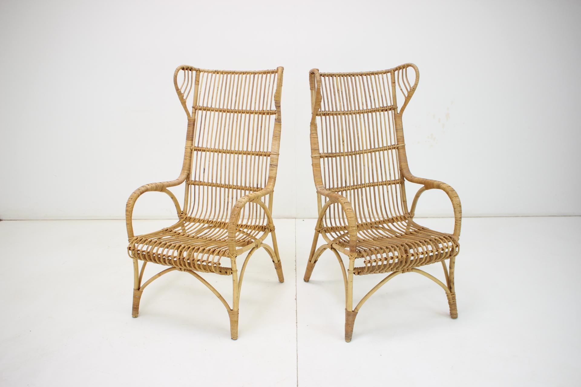 Rattan Poltrone in rattan di metà secolo, anni '60 in vendita