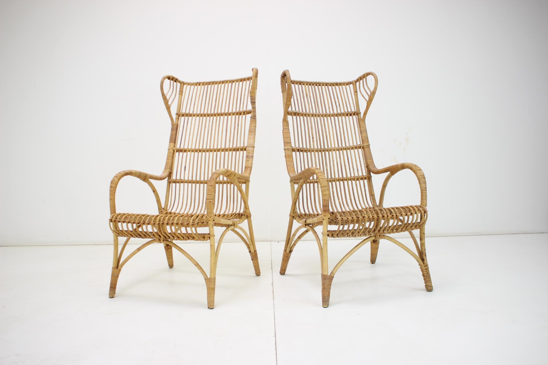Midcentury Rattan Armchairs, 1960s For Sale 2